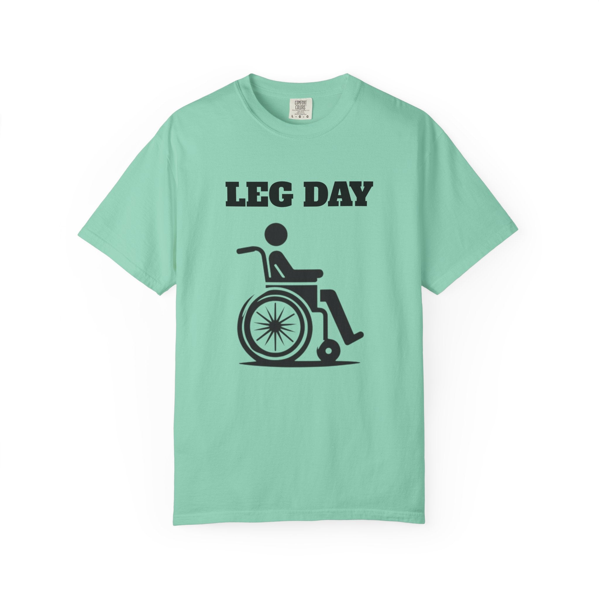 Leg Day wheelchair graphic T-shirt | fitness humor tee