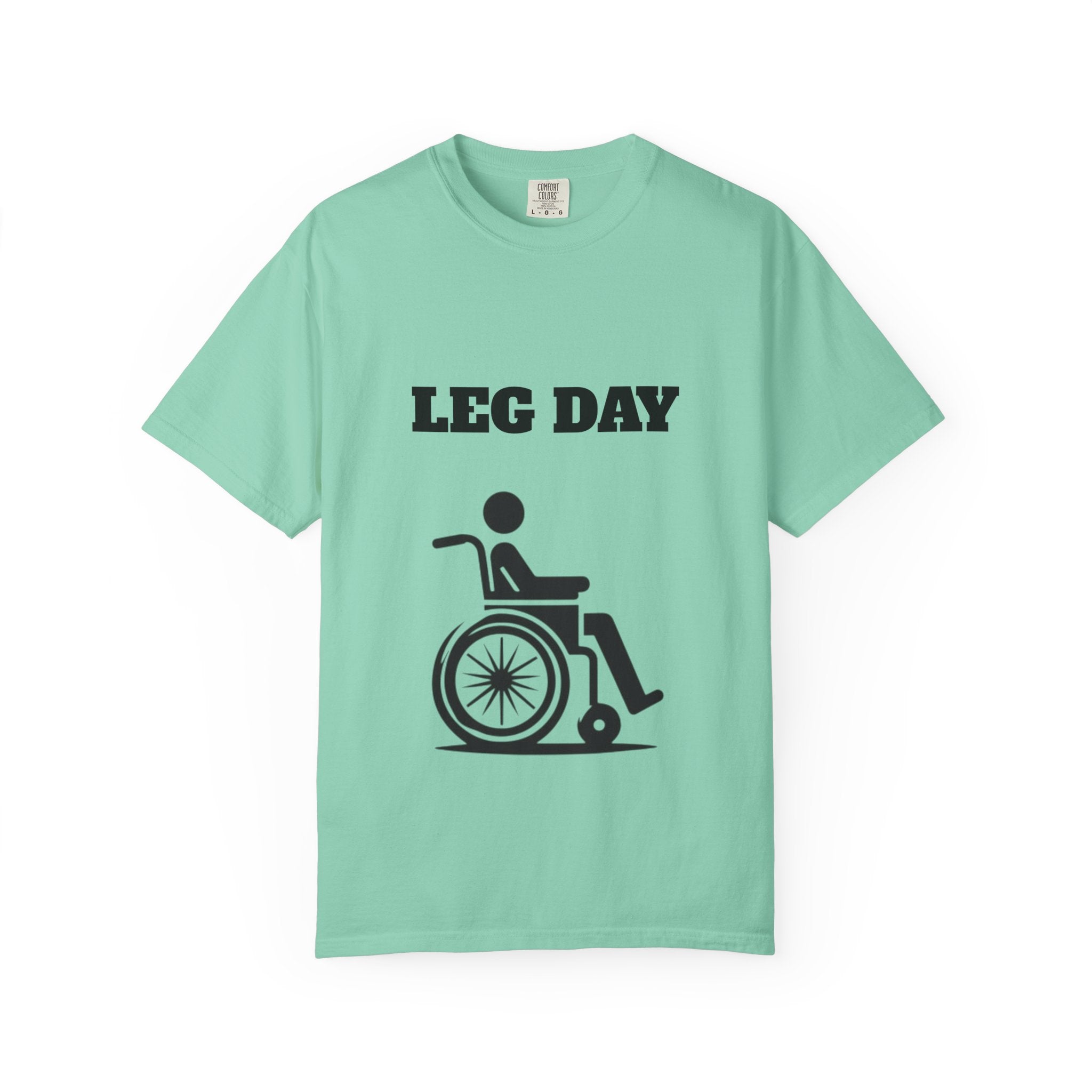 Leg Day wheelchair graphic T-shirt | fitness humor tee