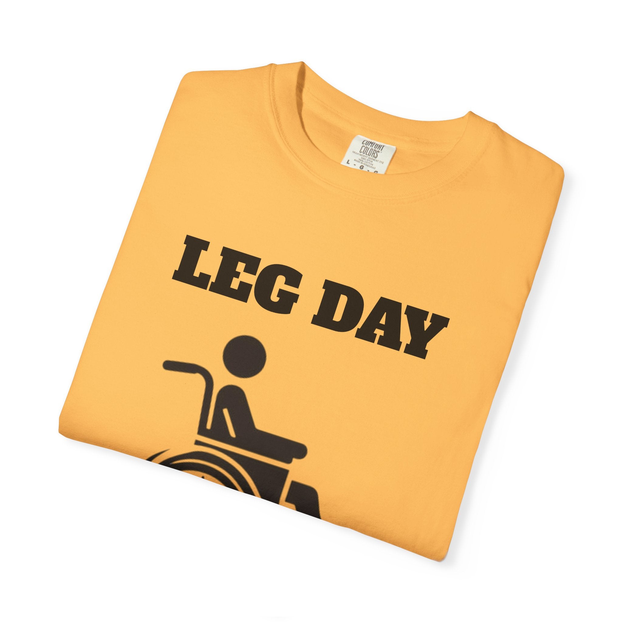 Leg Day wheelchair graphic T-shirt | fitness humor tee