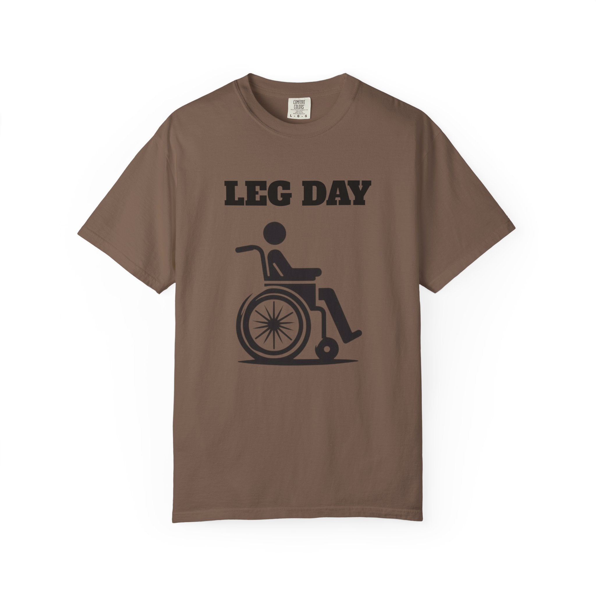 Leg Day wheelchair graphic T-shirt | fitness humor tee
