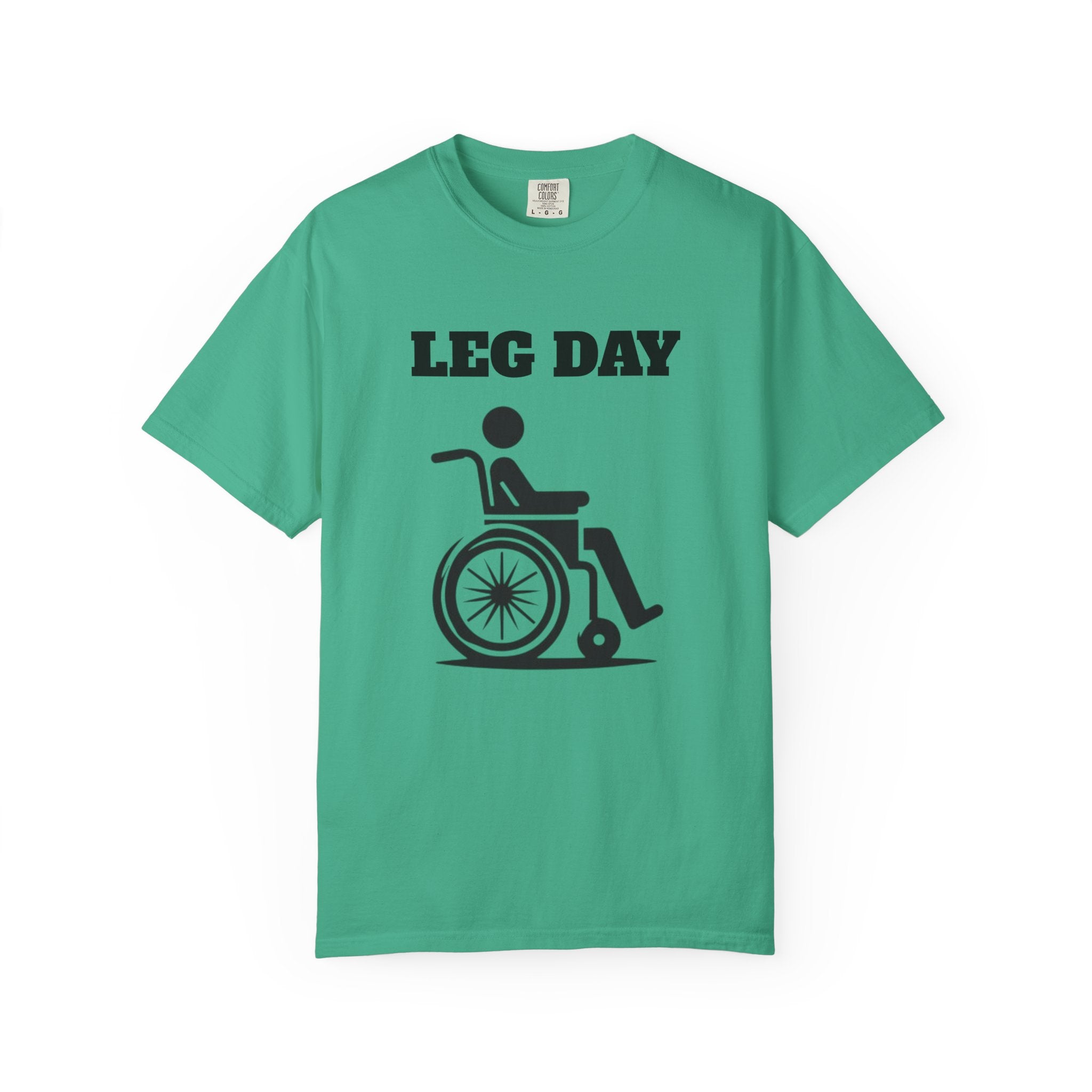 Leg Day wheelchair graphic T-shirt | fitness humor tee