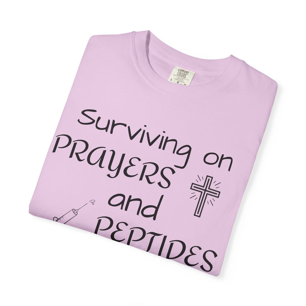 Surviving on Prayers and Peptides T-Shirt | peptides tee