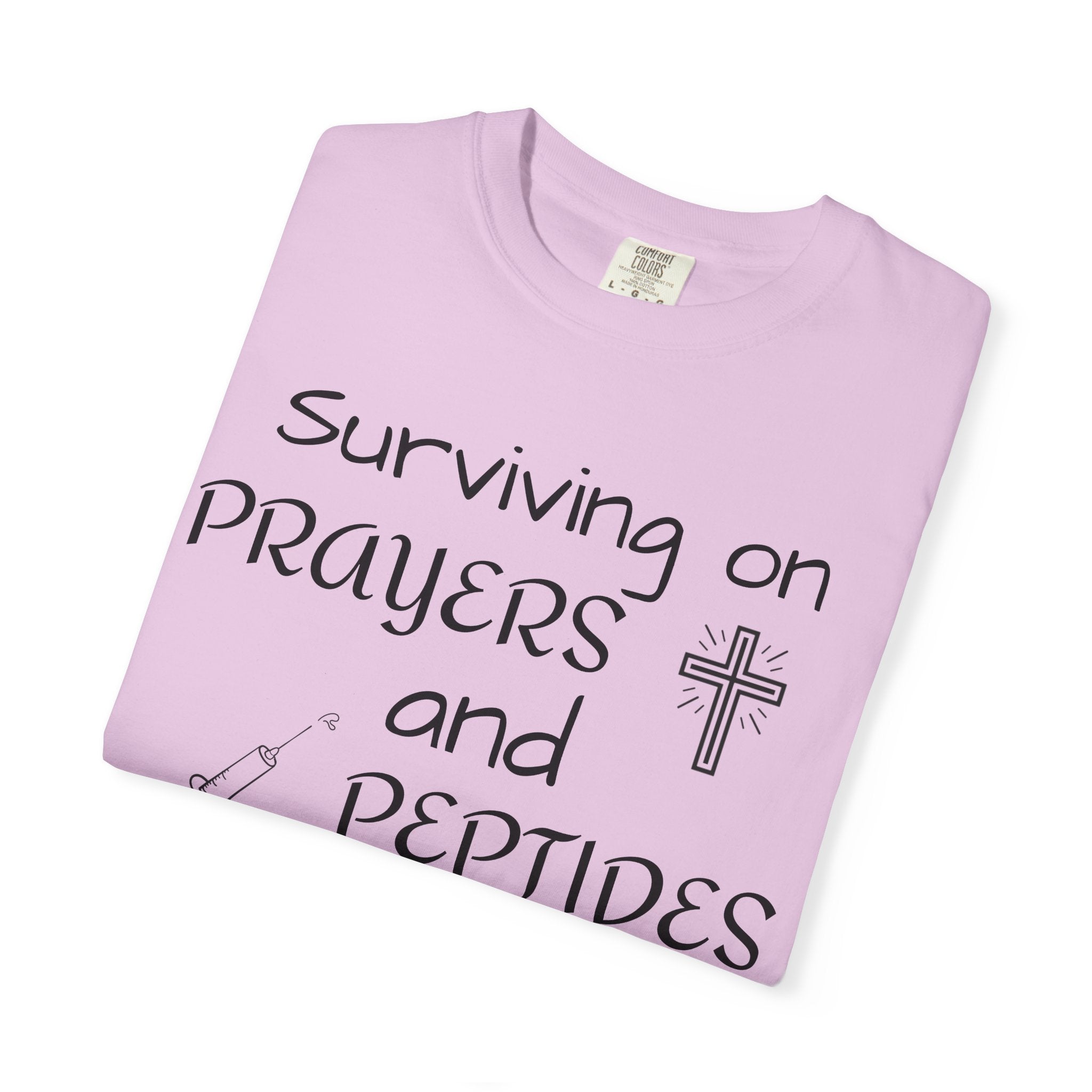 Surviving on Prayers and Peptides T-Shirt | peptides tee