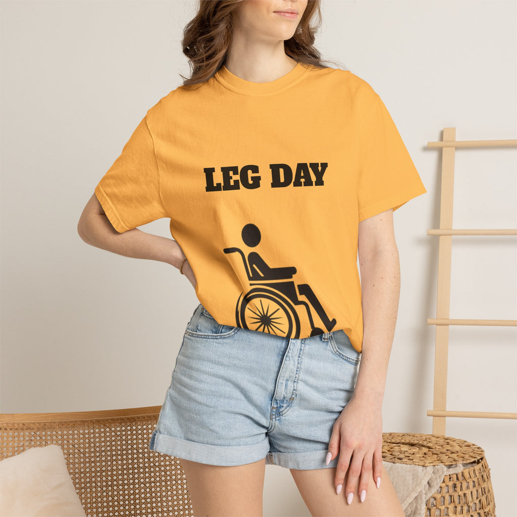 Leg Day wheelchair graphic T-shirt | fitness humor tee