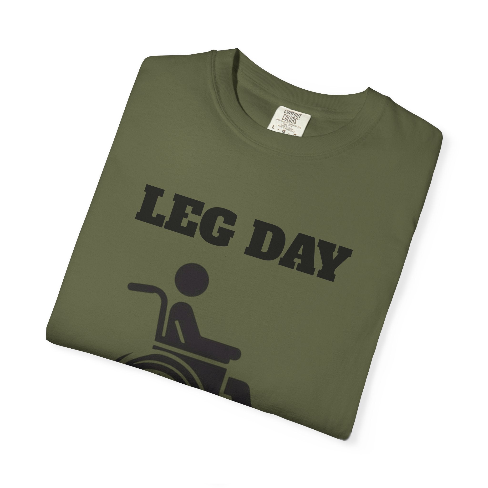 Leg Day wheelchair graphic T-shirt | fitness humor tee