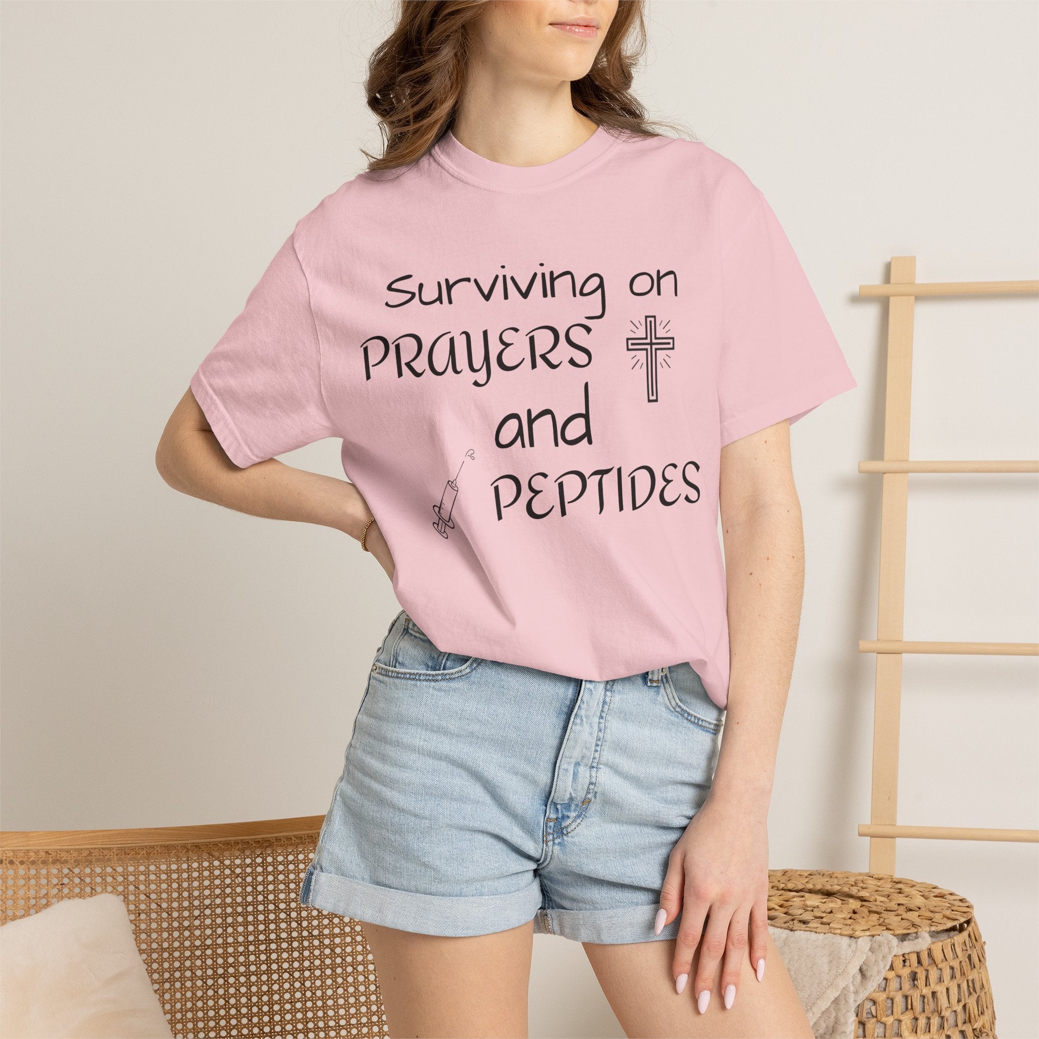 Surviving on Prayers and Peptides T-Shirt | peptides tee