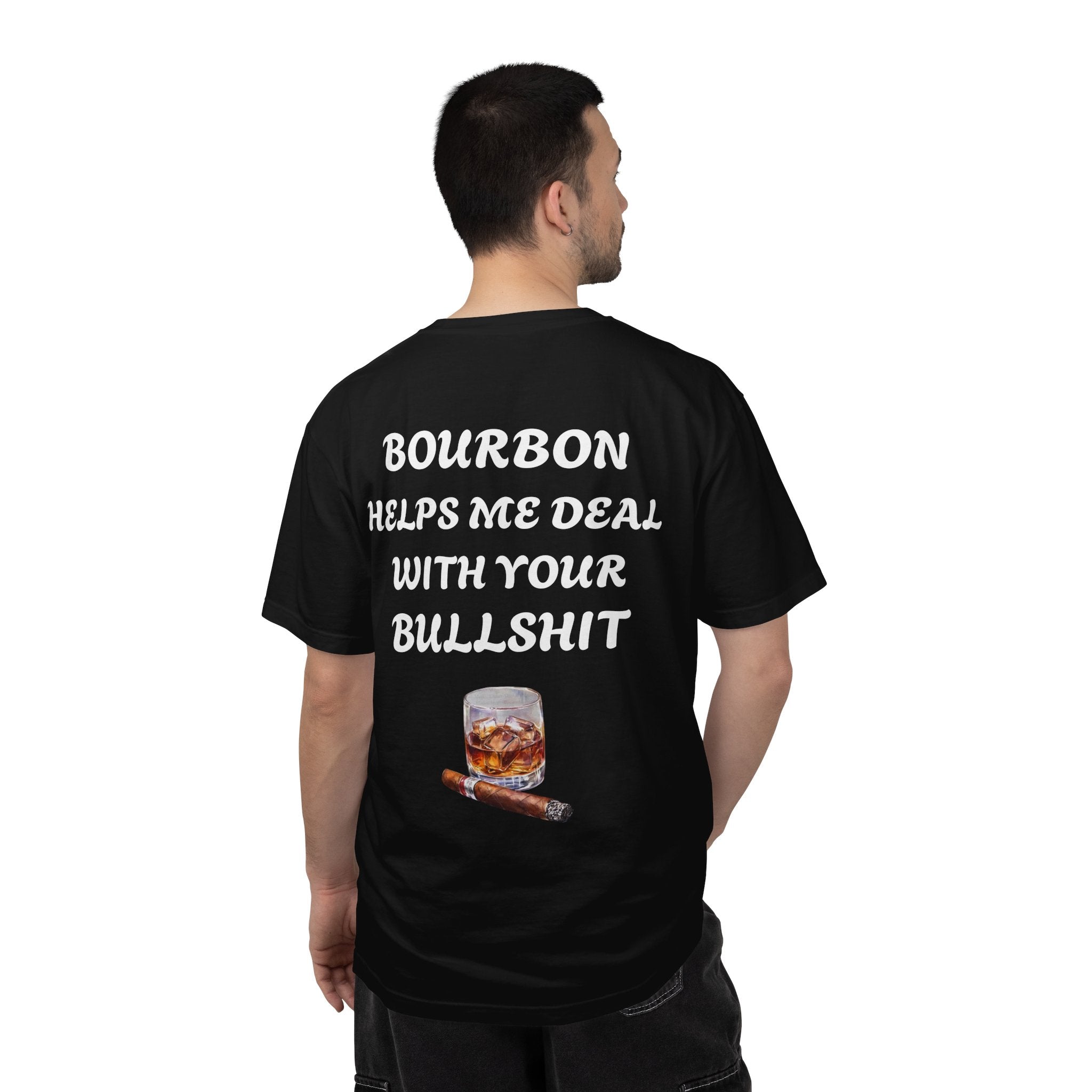 Bourbon Helps Me Deal With Your Bullshit T-shirt | Whiskey Glass & Cigar Tee