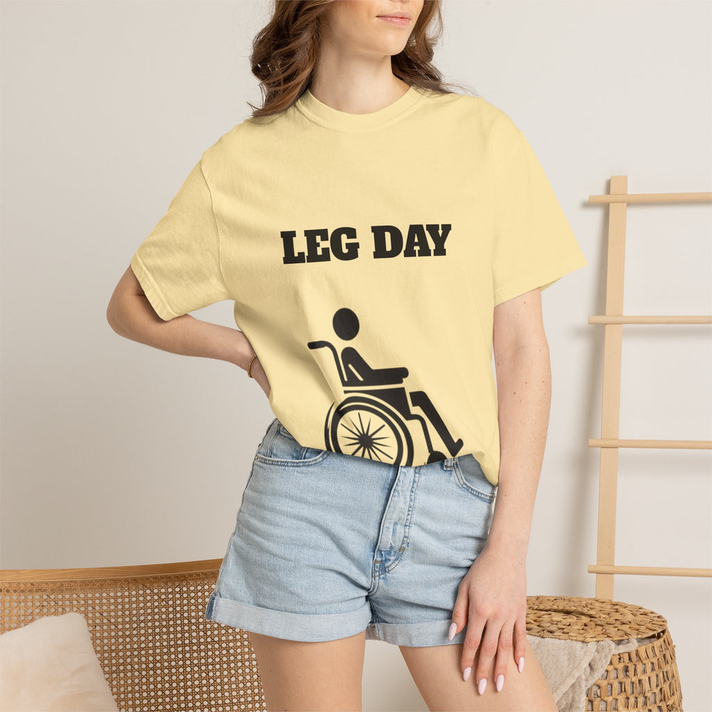 Leg Day wheelchair graphic T-shirt | fitness humor tee