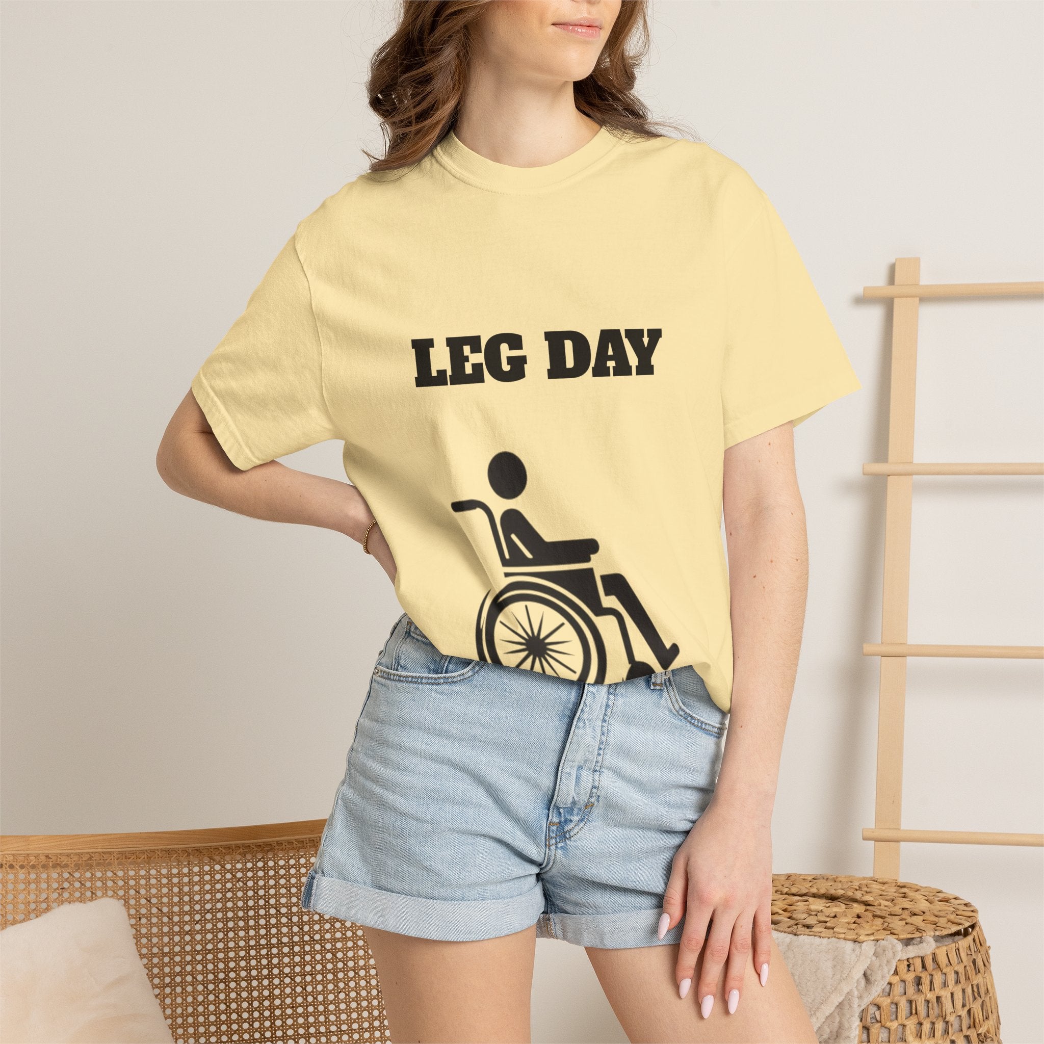 Leg Day wheelchair graphic T-shirt | fitness humor tee