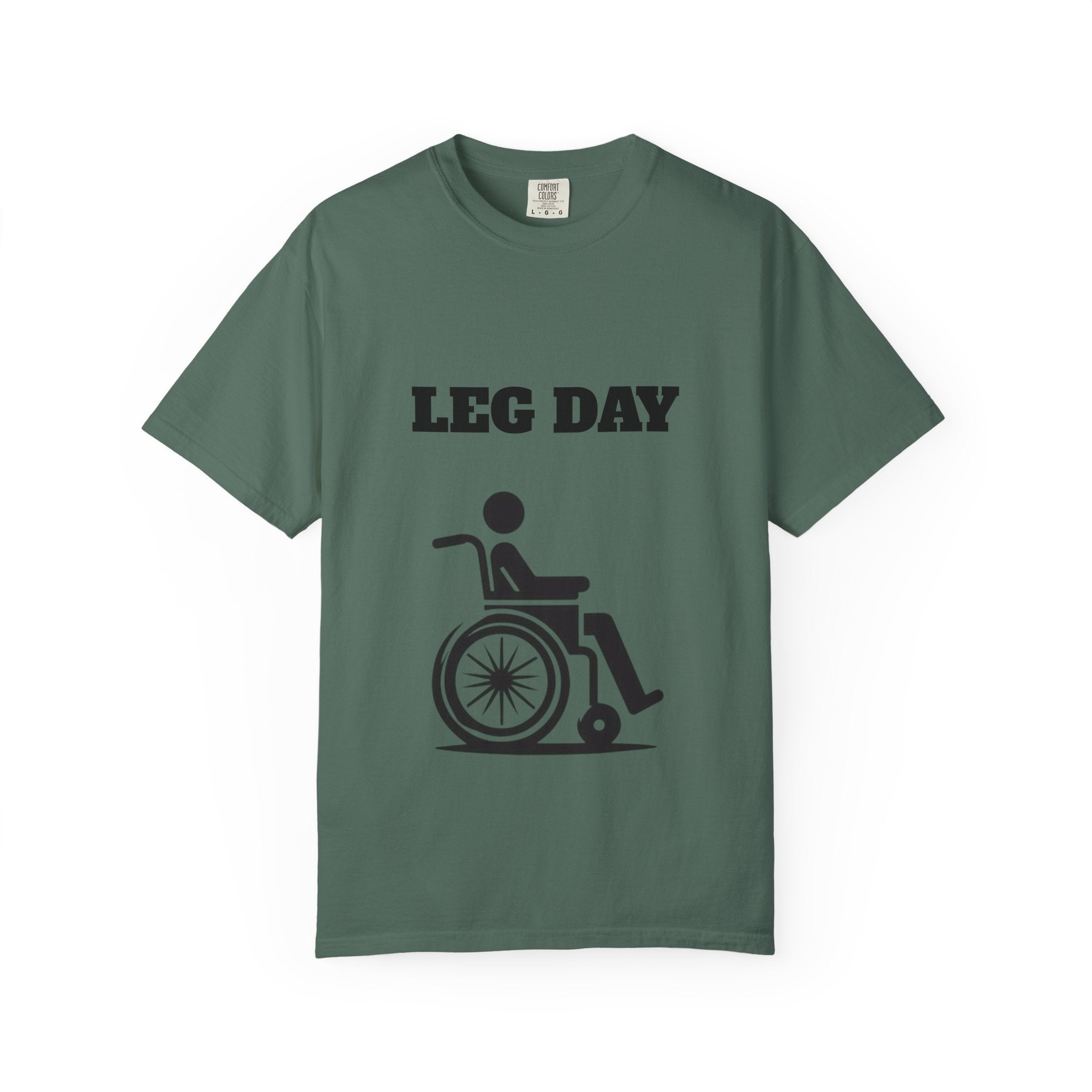 Leg Day wheelchair graphic T-shirt | fitness humor tee