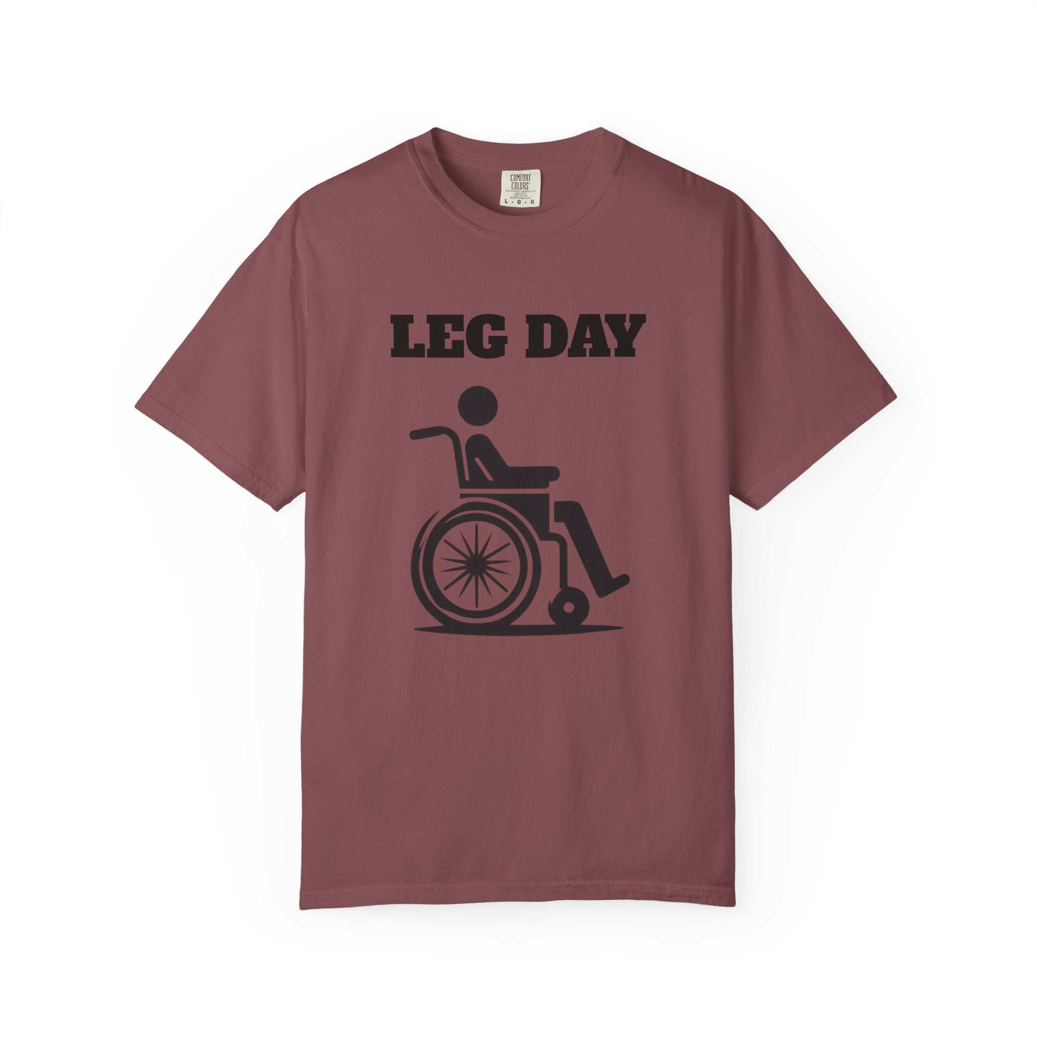 Leg Day wheelchair graphic T-shirt | fitness humor tee