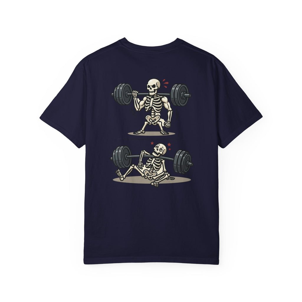 Weightlifting Skeleton T-Shirt — Funny Gym Bones Workout Tee