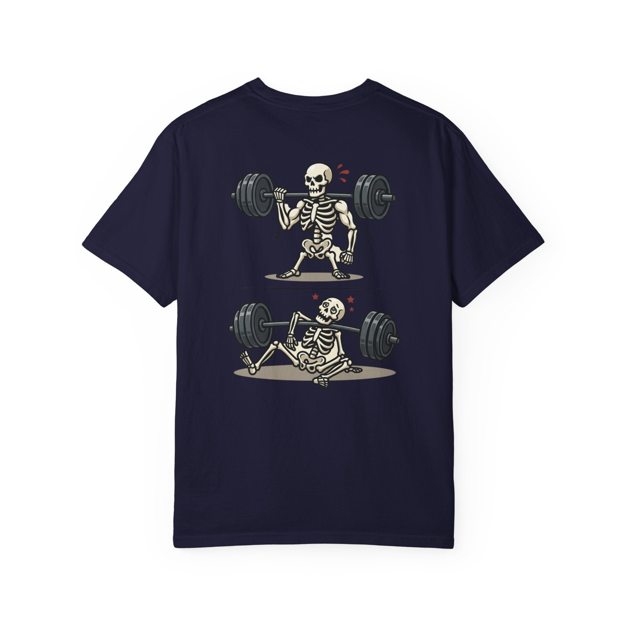 Weightlifting Skeleton T-Shirt — Funny Gym Bones Workout Tee