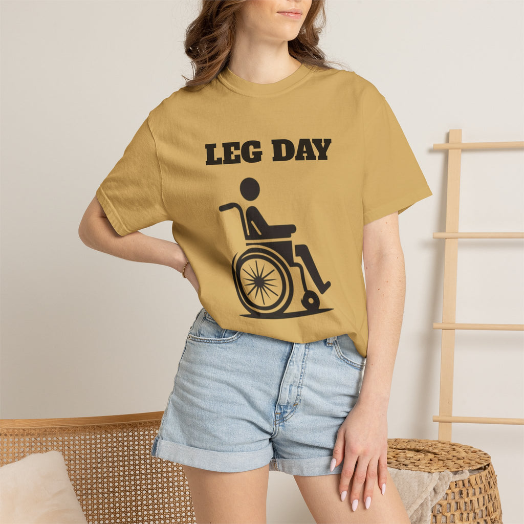 Leg Day wheelchair graphic T-shirt | fitness humor tee