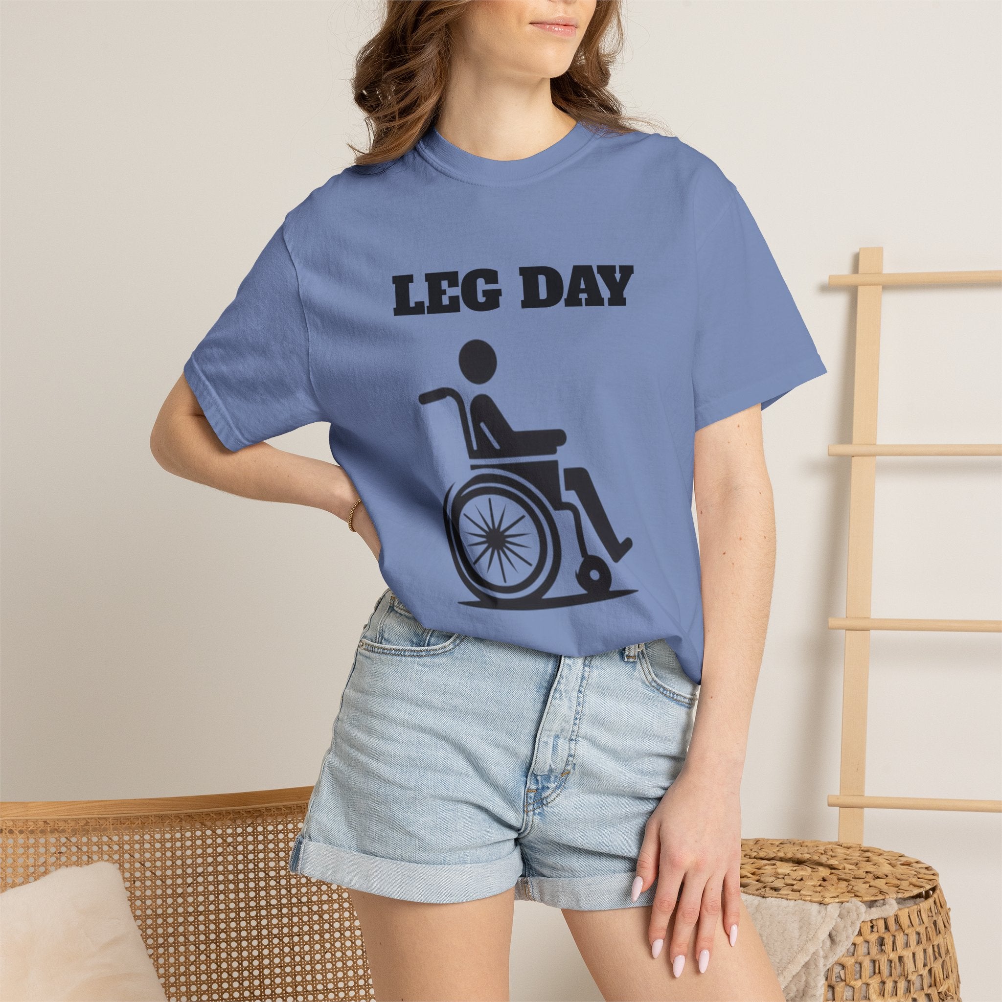 Leg Day wheelchair graphic T-shirt | fitness humor tee