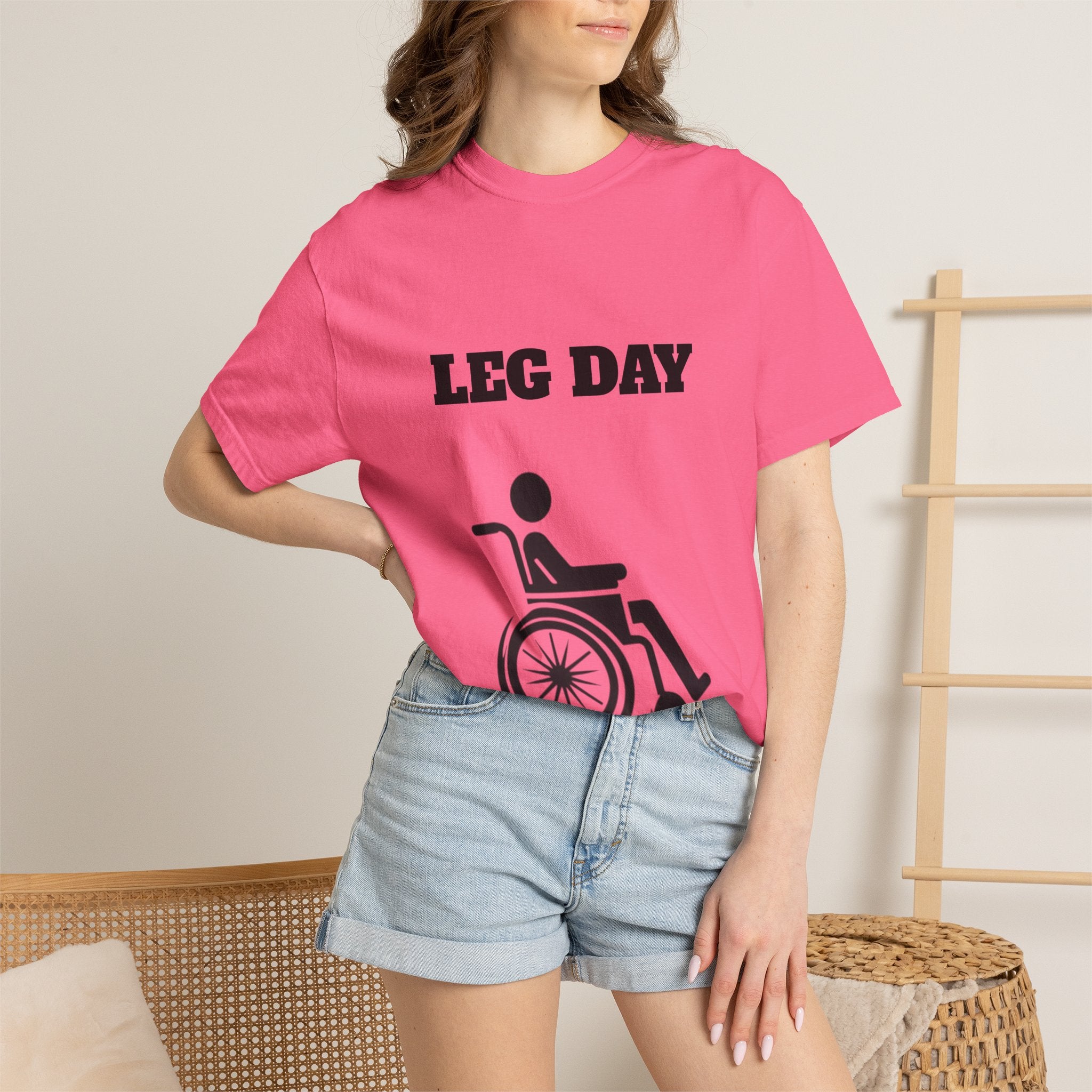Leg Day wheelchair graphic T-shirt | fitness humor tee