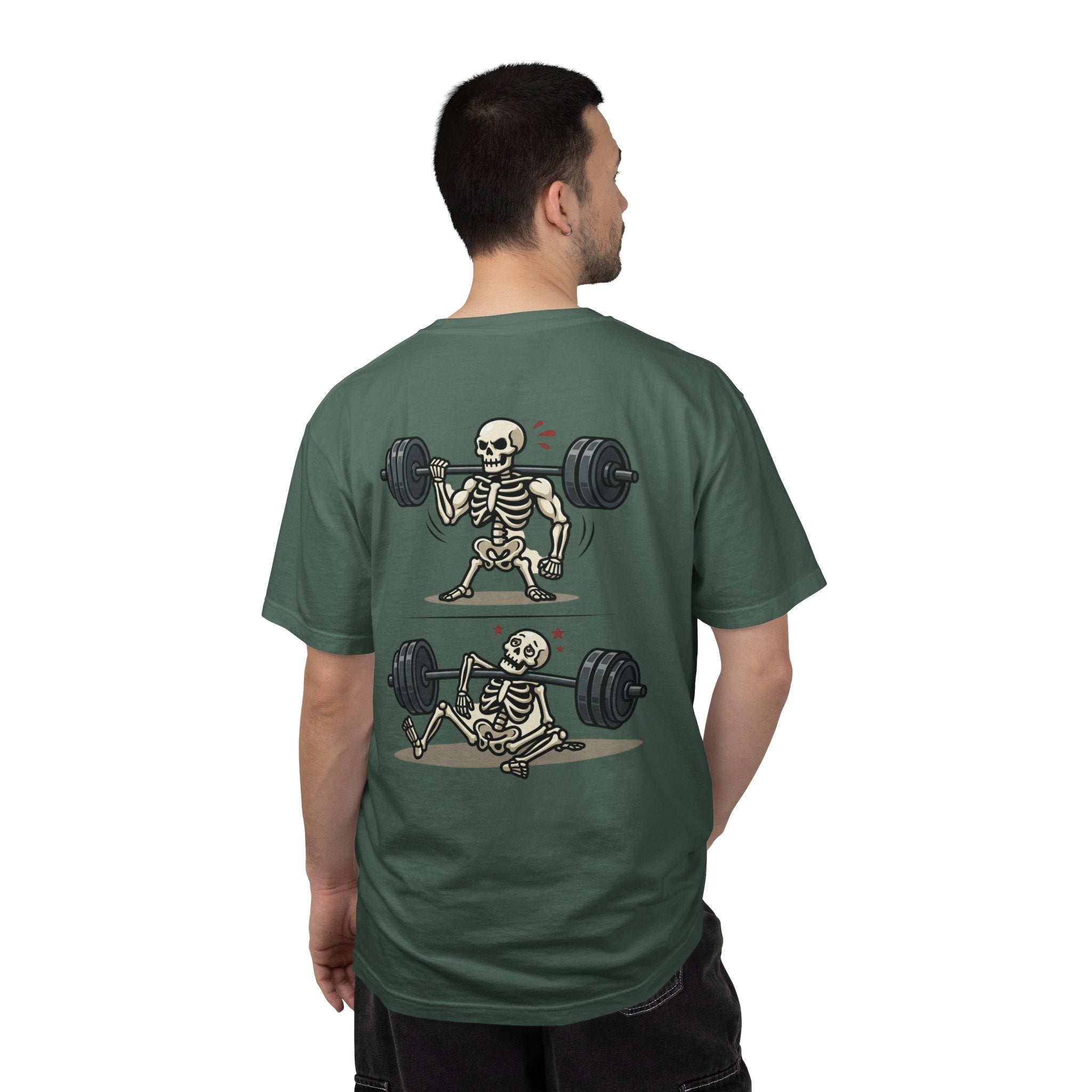 Weightlifting Skeleton T-Shirt — Funny Gym Bones Workout Tee