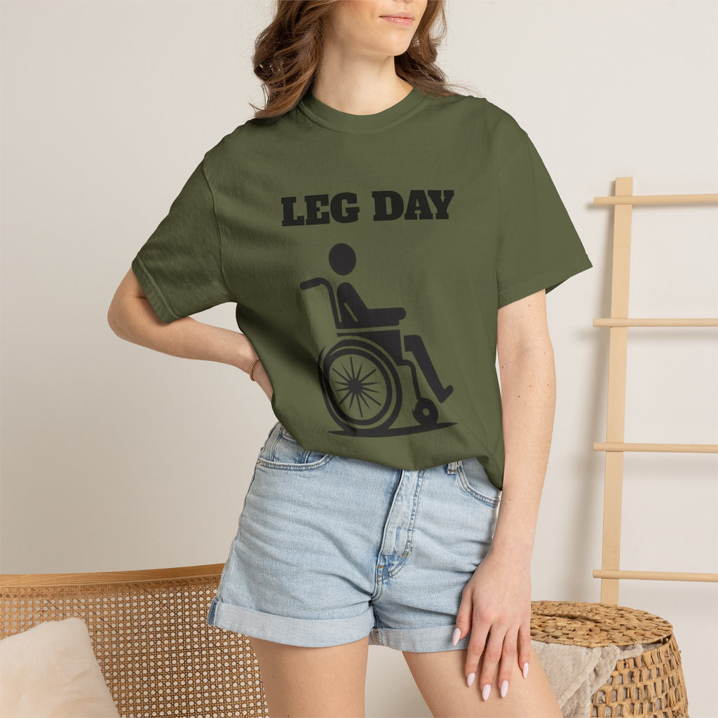Leg Day wheelchair graphic T-shirt | fitness humor tee
