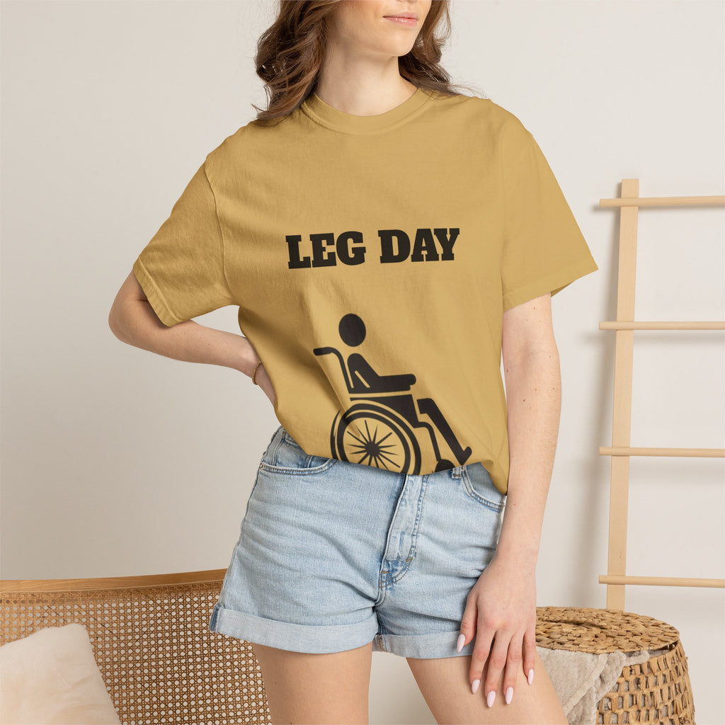 Leg Day wheelchair graphic T-shirt | fitness humor tee