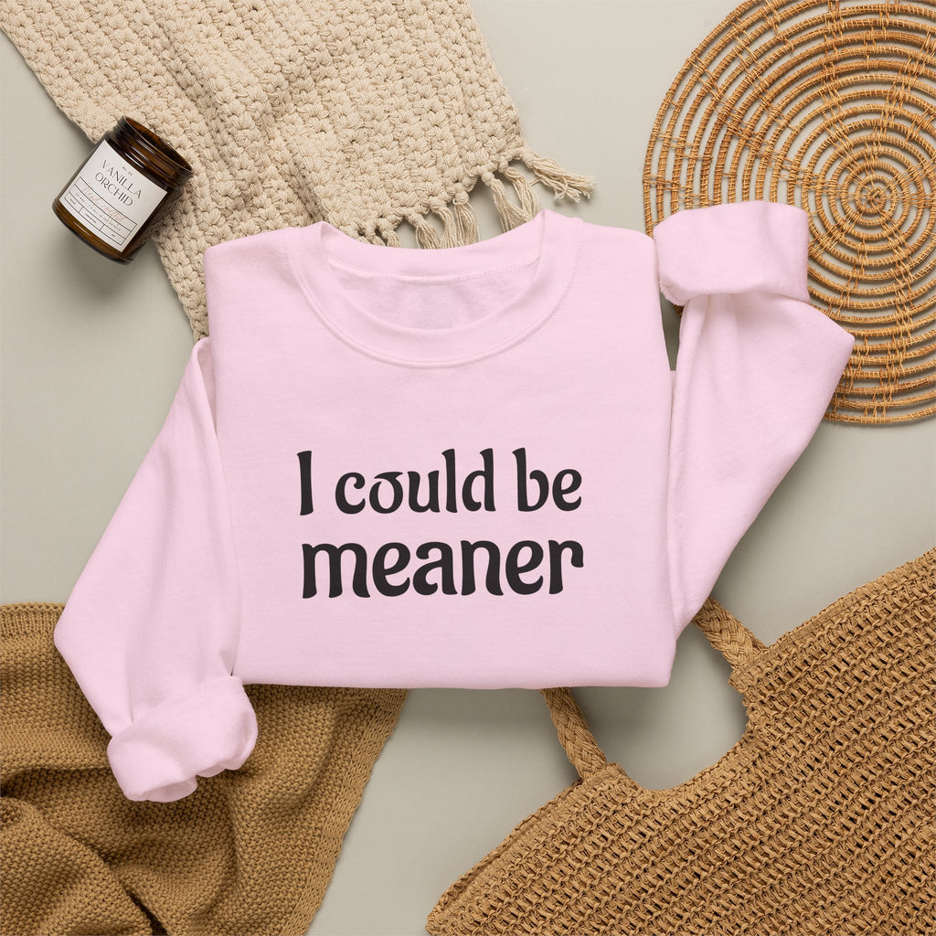 Crewneck Sweatshirt — “I Could Be Meaner” Funny Graphic Pullover