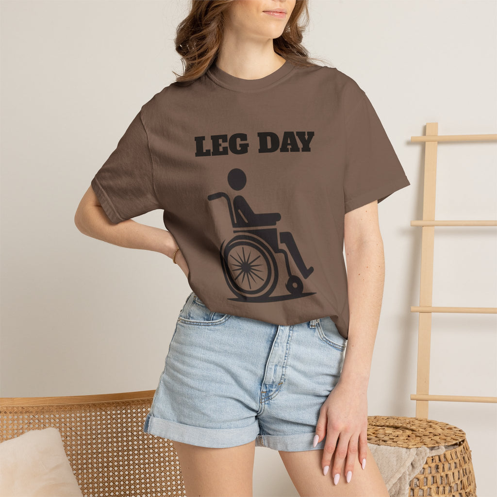 Leg Day wheelchair graphic T-shirt | fitness humor tee