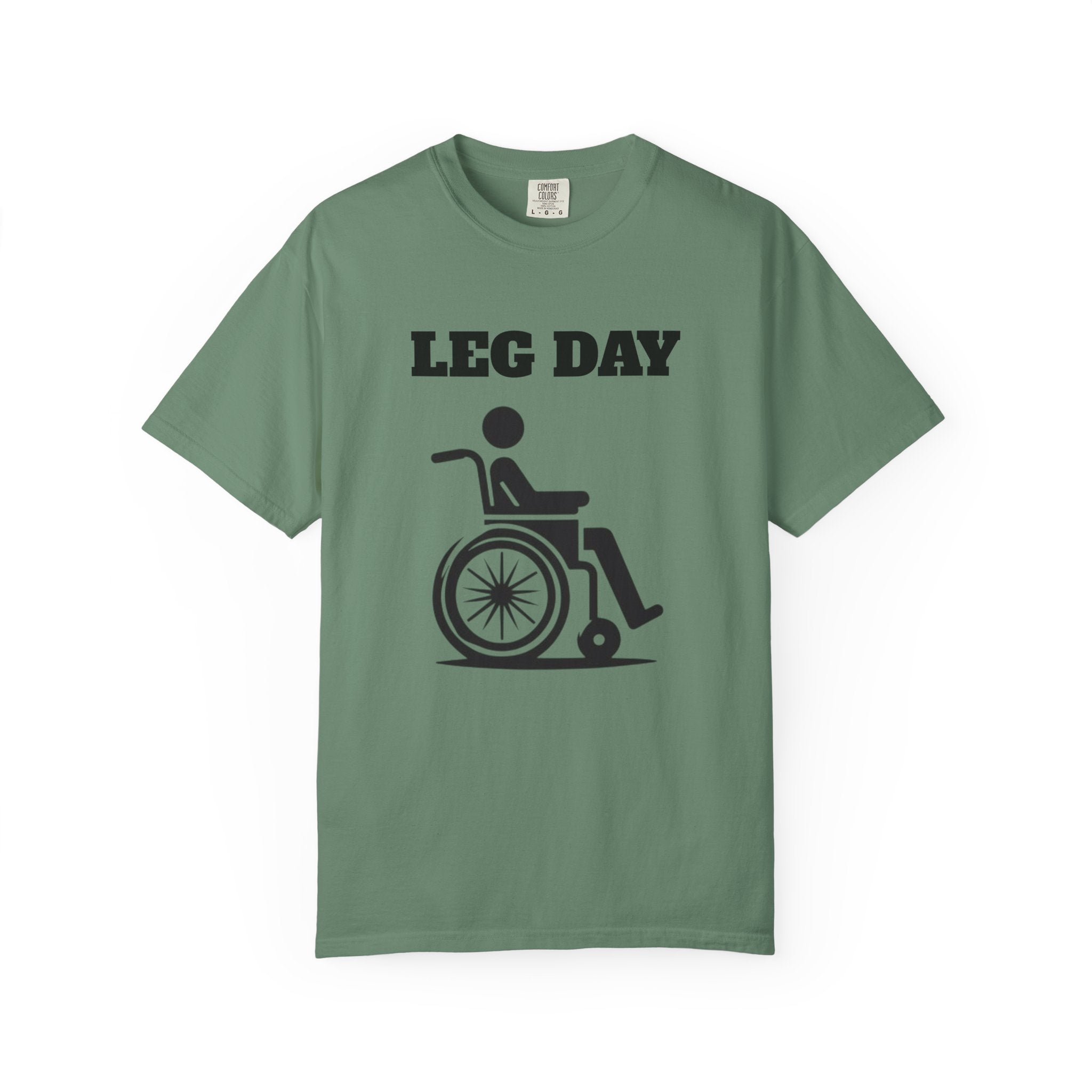Leg Day wheelchair graphic T-shirt | fitness humor tee