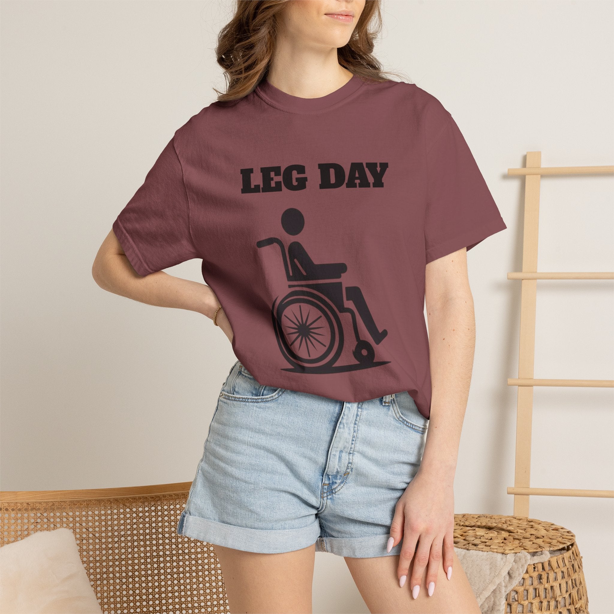 Leg Day wheelchair graphic T-shirt | fitness humor tee