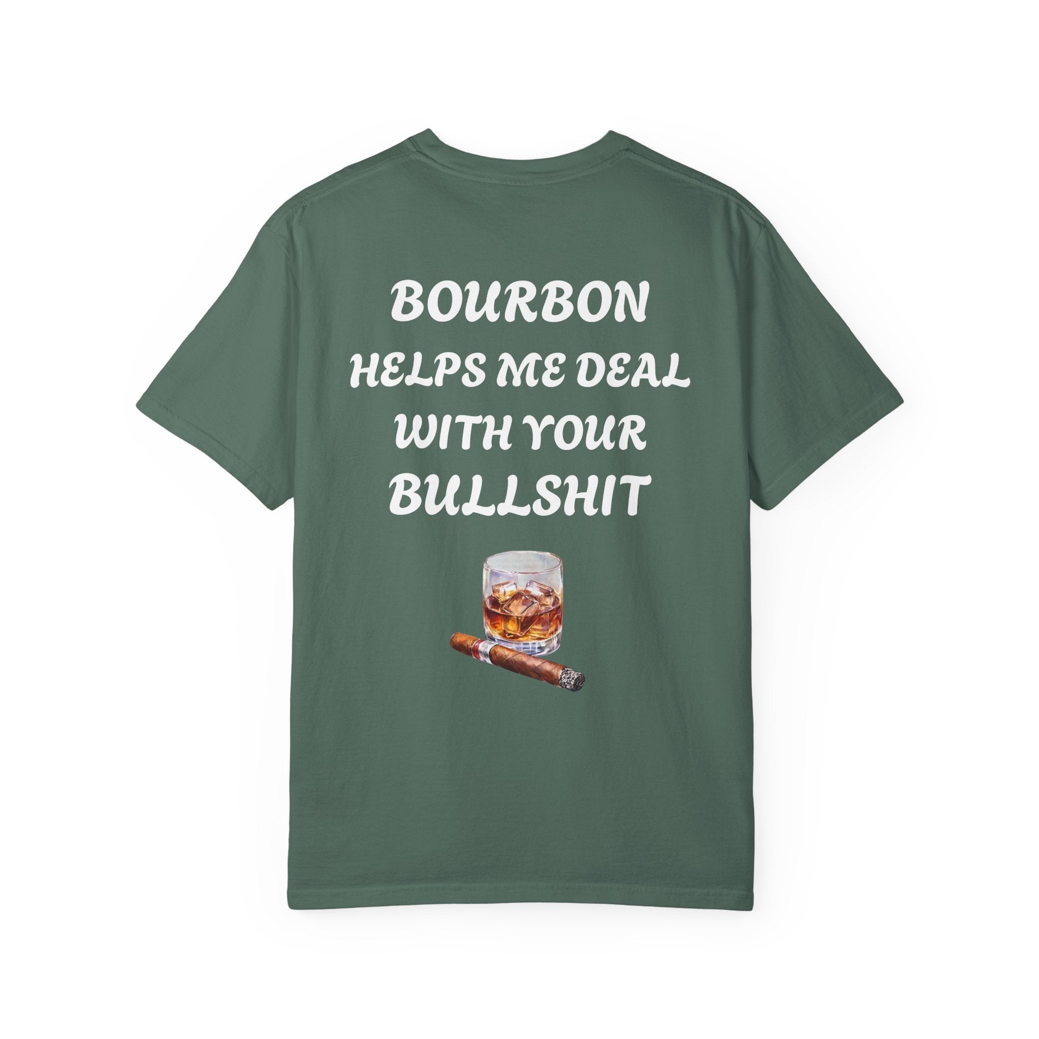 Bourbon Helps Me Deal With Your Bullshit T-shirt | Whiskey Glass & Cigar Tee