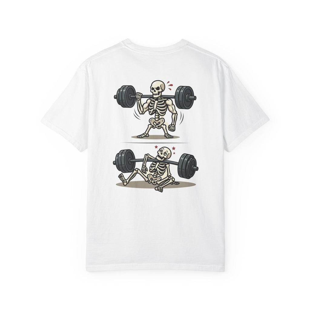 Weightlifting Skeleton T-Shirt — Funny Gym Bones Workout Tee