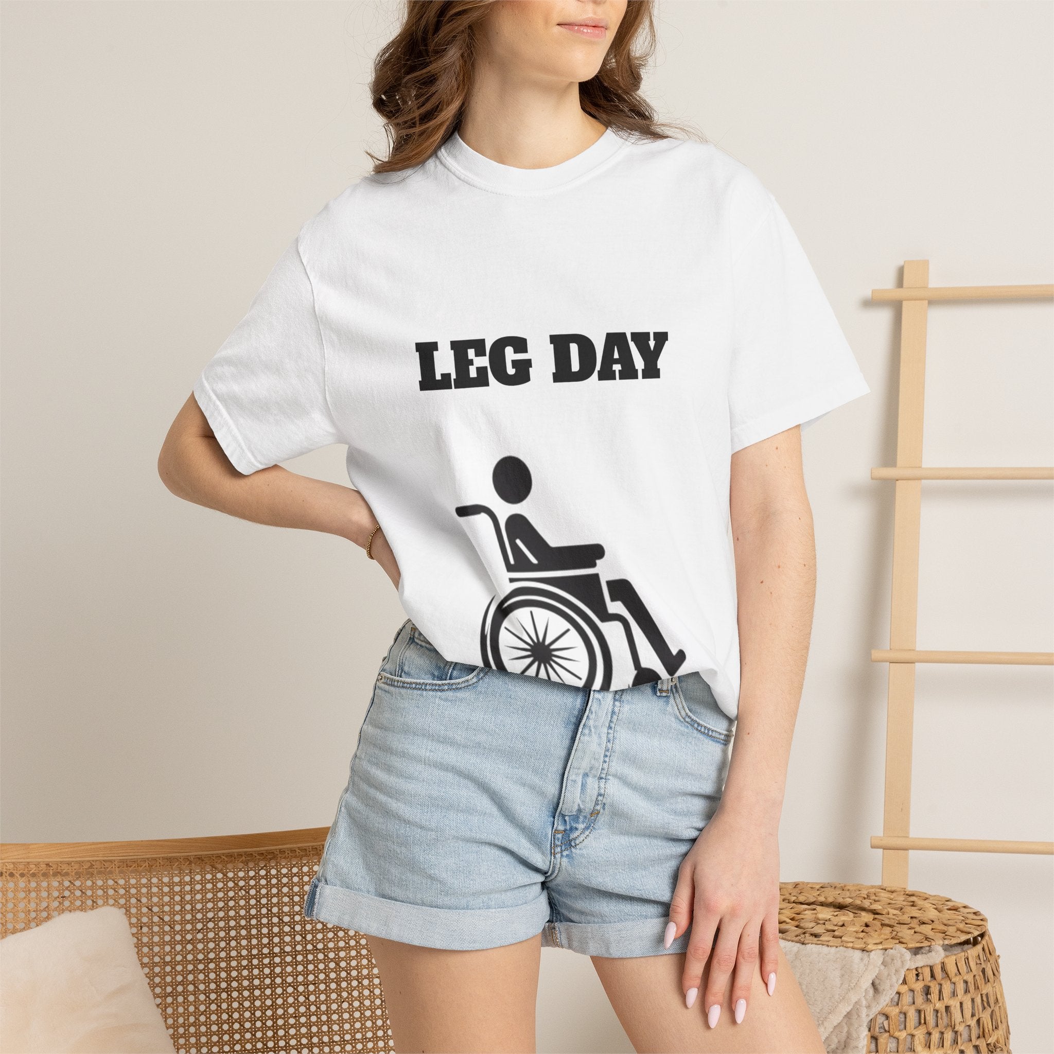 Leg Day wheelchair graphic T-shirt | fitness humor tee