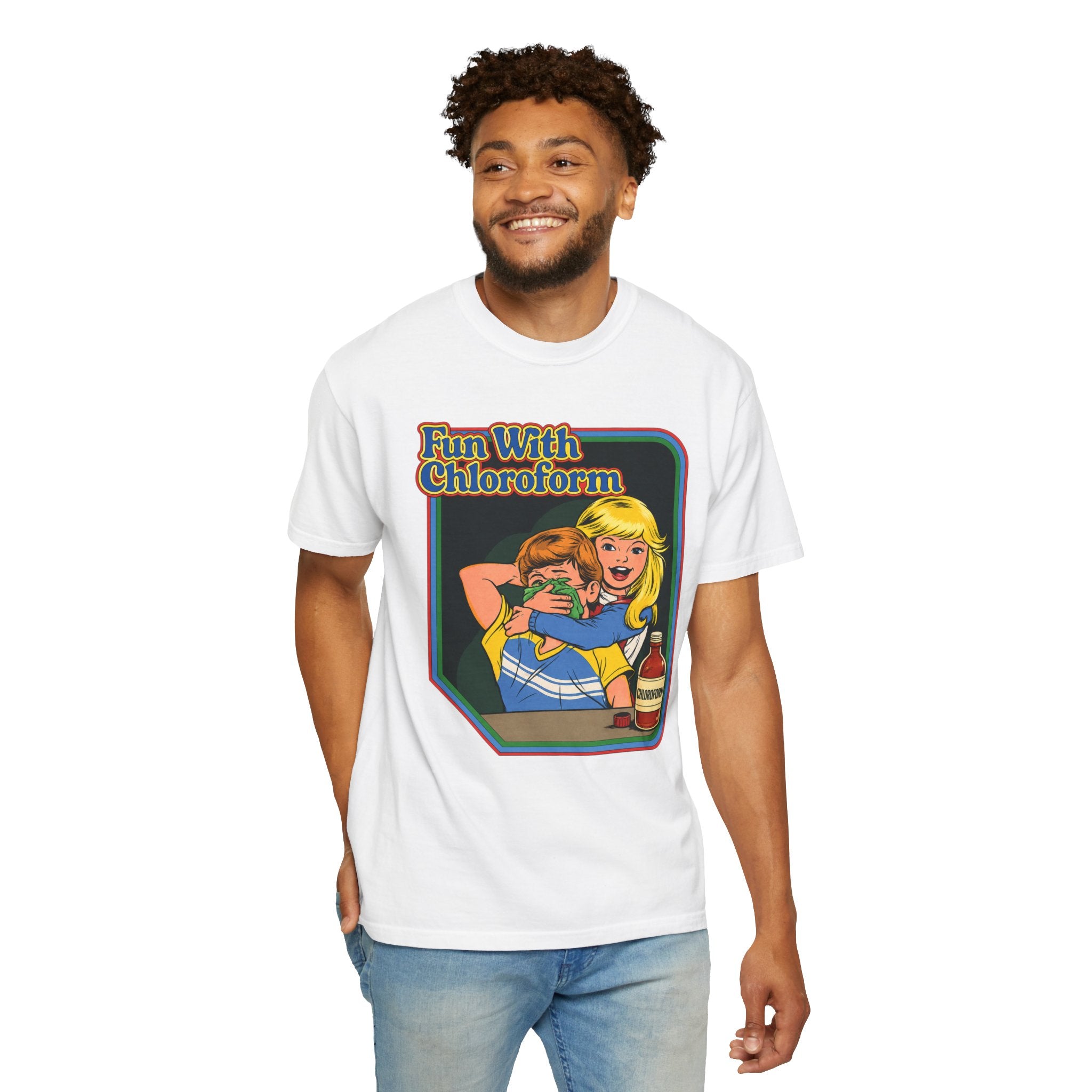 T-Shirt — "Fun With Chloroform" Retro Dark Humor Graphic Tee