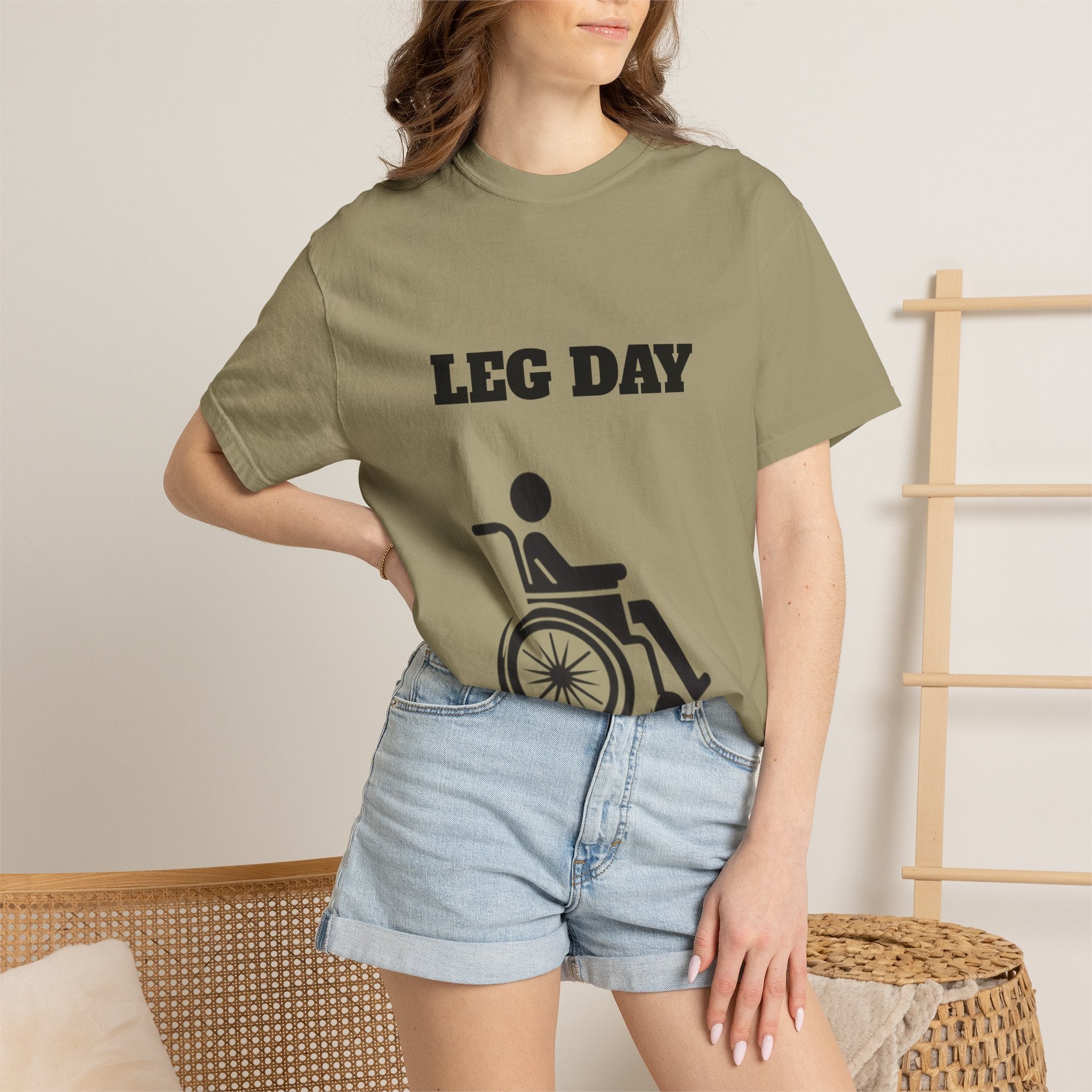 Leg Day wheelchair graphic T-shirt | fitness humor tee