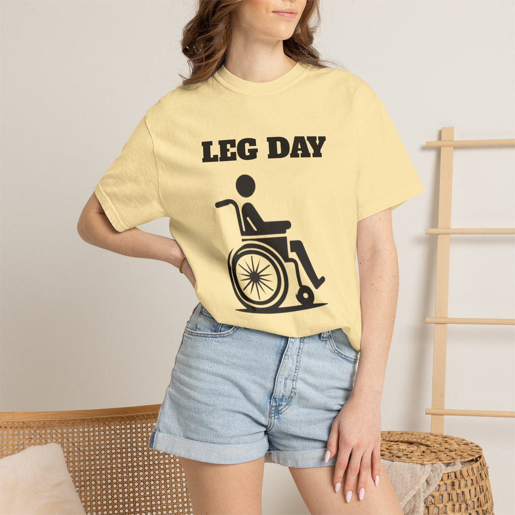 Leg Day wheelchair graphic T-shirt | fitness humor tee