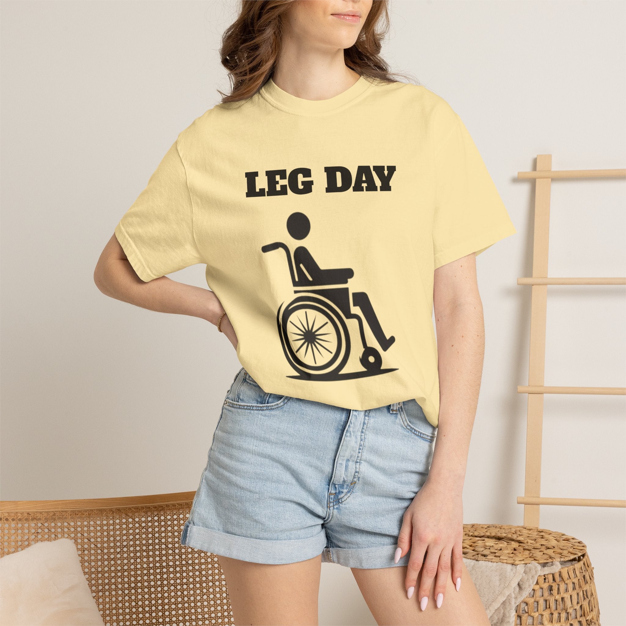 Leg Day wheelchair graphic T-shirt | fitness humor tee