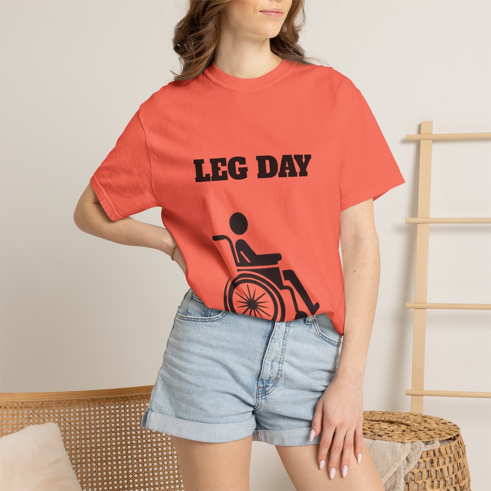 Leg Day wheelchair graphic T-shirt | fitness humor tee