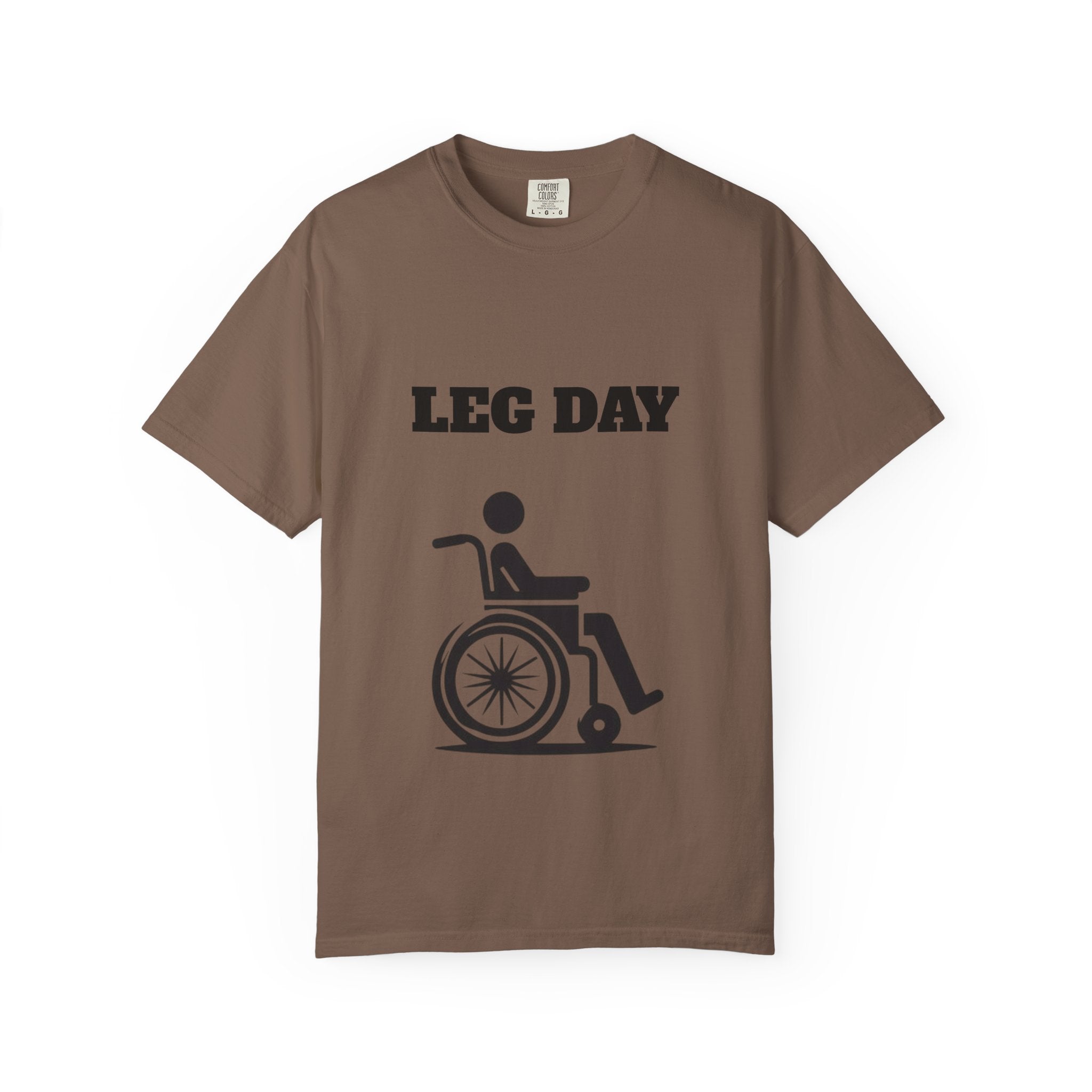 Leg Day wheelchair graphic T-shirt | fitness humor tee