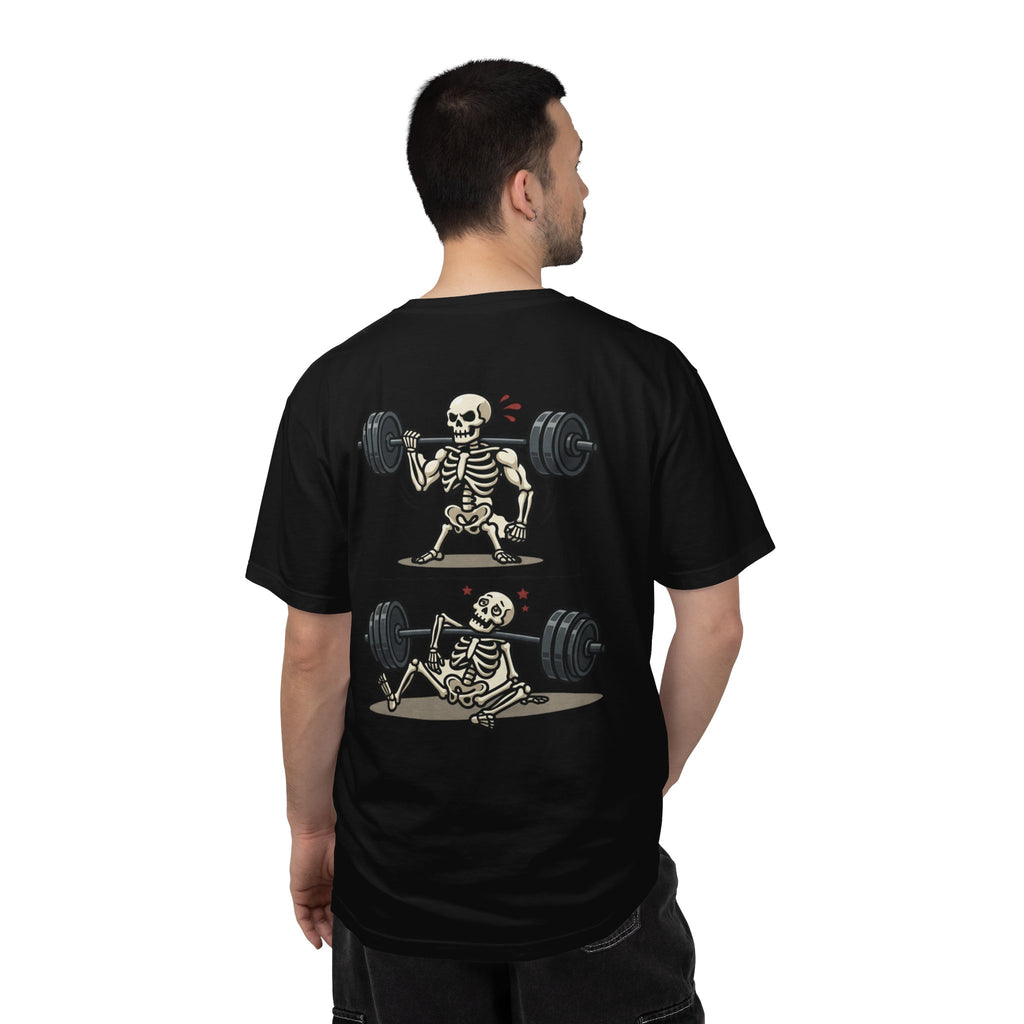 Weightlifting Skeleton T-Shirt — Funny Gym Bones Workout Tee
