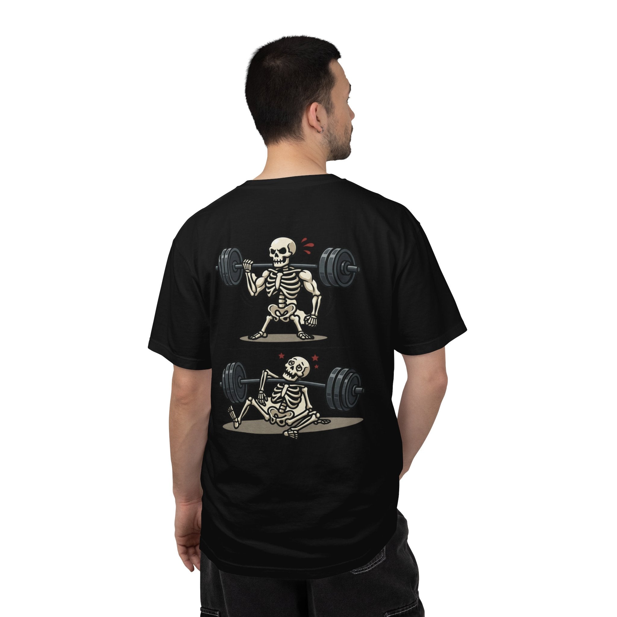 Weightlifting Skeleton T-Shirt — Funny Gym Bones Workout Tee