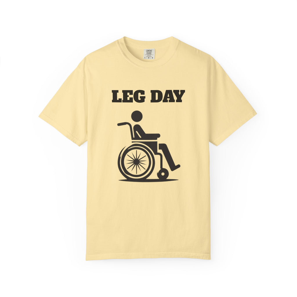 Leg Day wheelchair graphic T-shirt | fitness humor tee