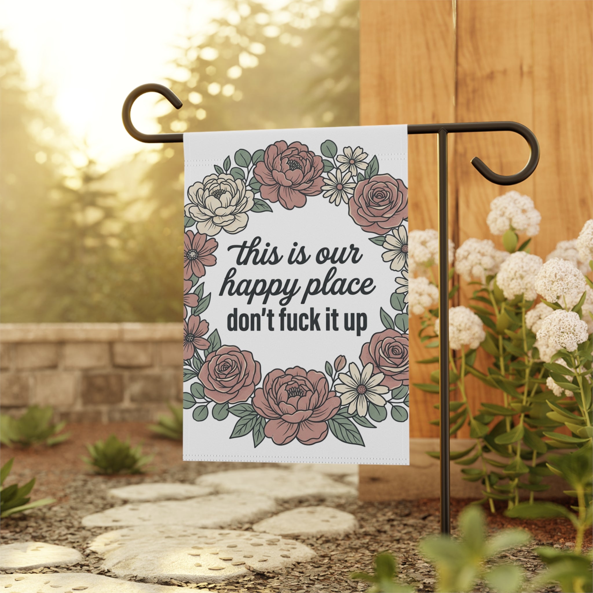 This Is Our Happy Place don't fuck it up Garden Flag | Funny Garden Flag