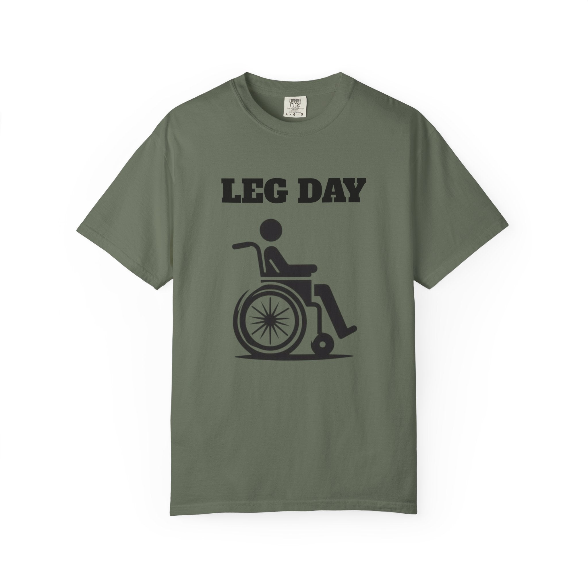 Leg Day wheelchair graphic T-shirt | fitness humor tee