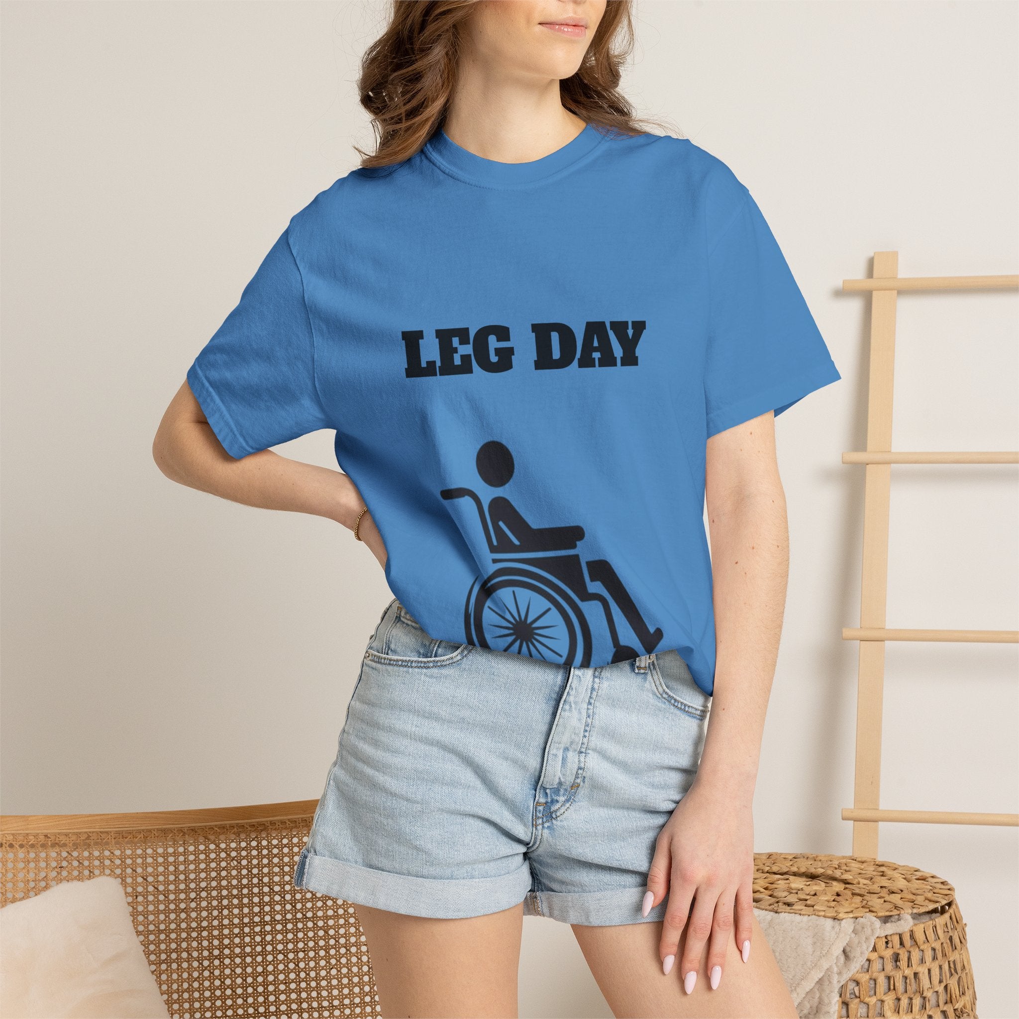 Leg Day wheelchair graphic T-shirt | fitness humor tee
