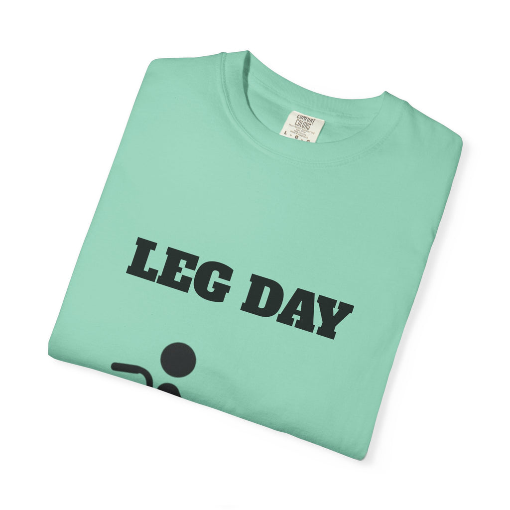 Leg Day wheelchair graphic T-shirt | fitness humor tee