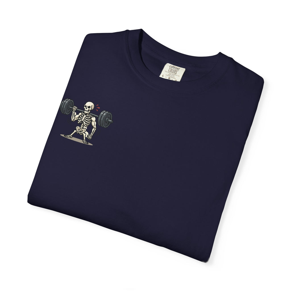 Weightlifting Skeleton T-Shirt — Funny Gym Bones Workout Tee