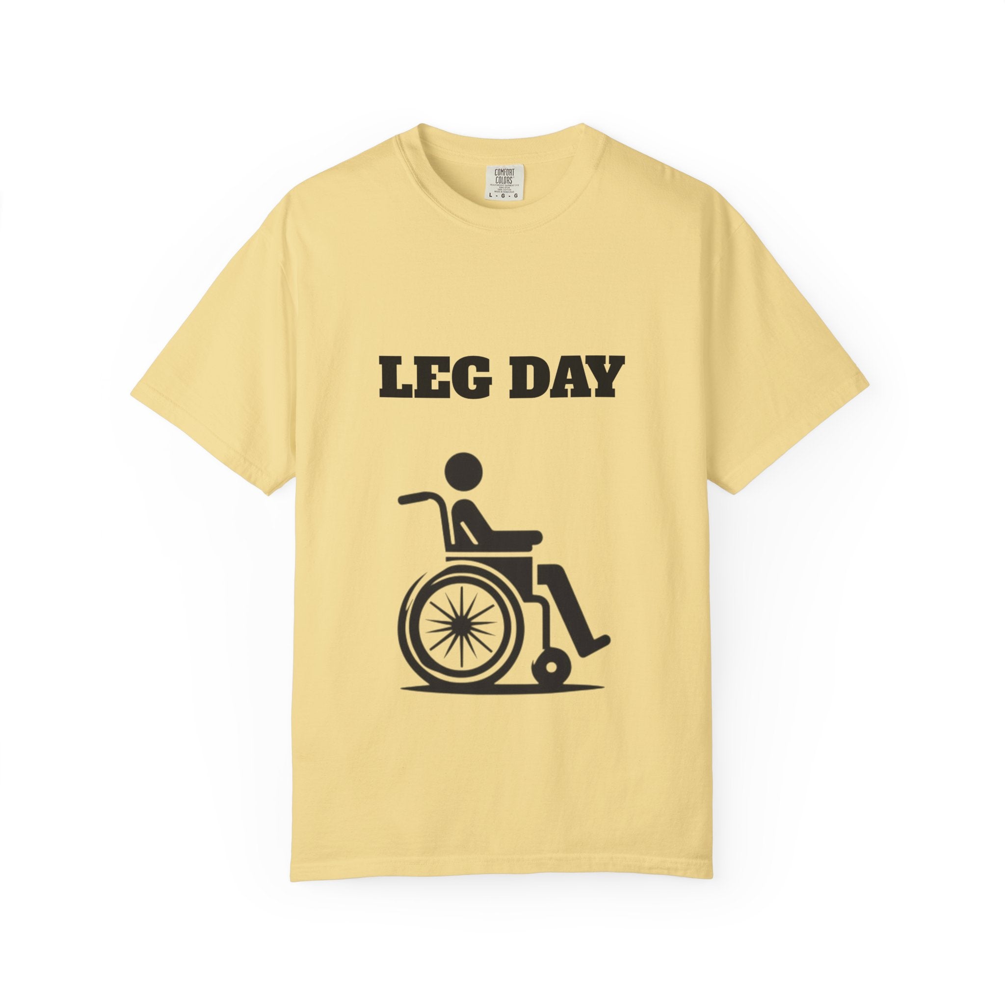 Leg Day wheelchair graphic T-shirt | fitness humor tee