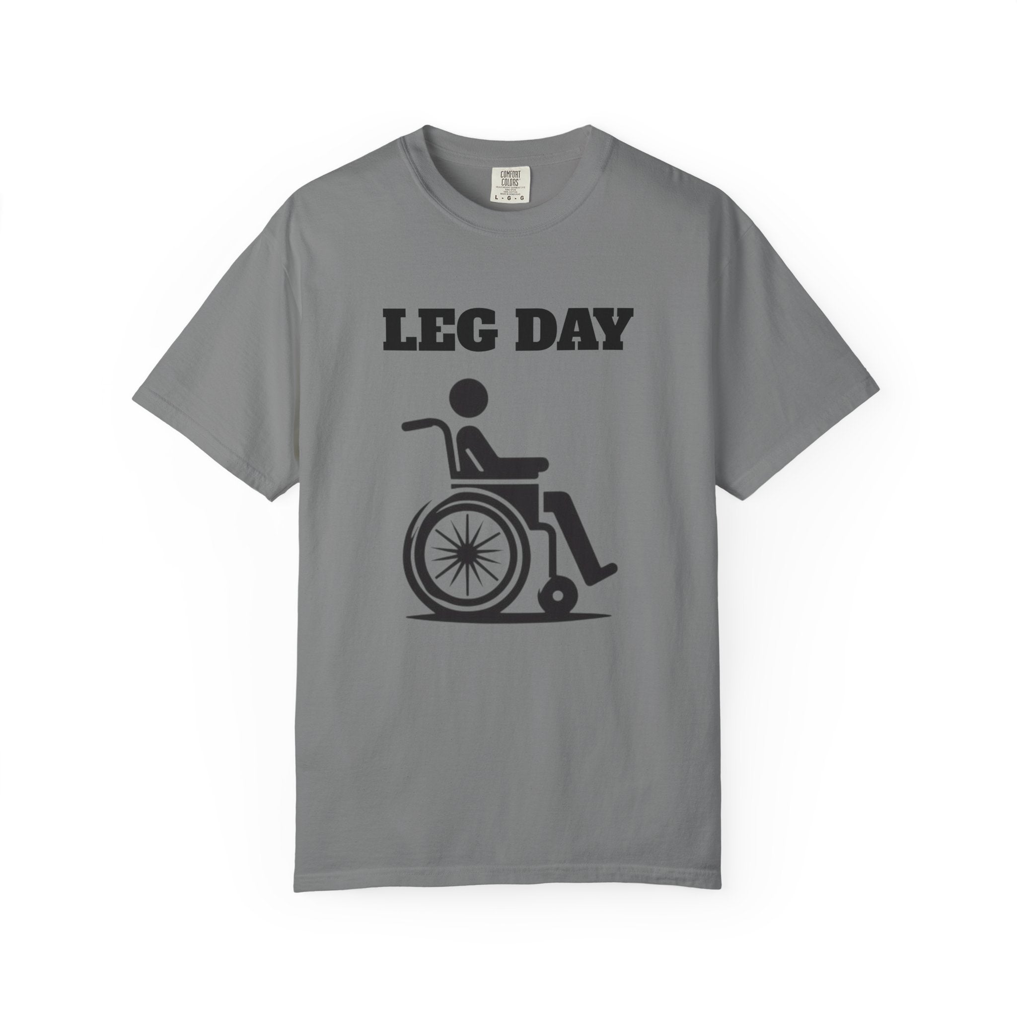 Leg Day wheelchair graphic T-shirt | fitness humor tee