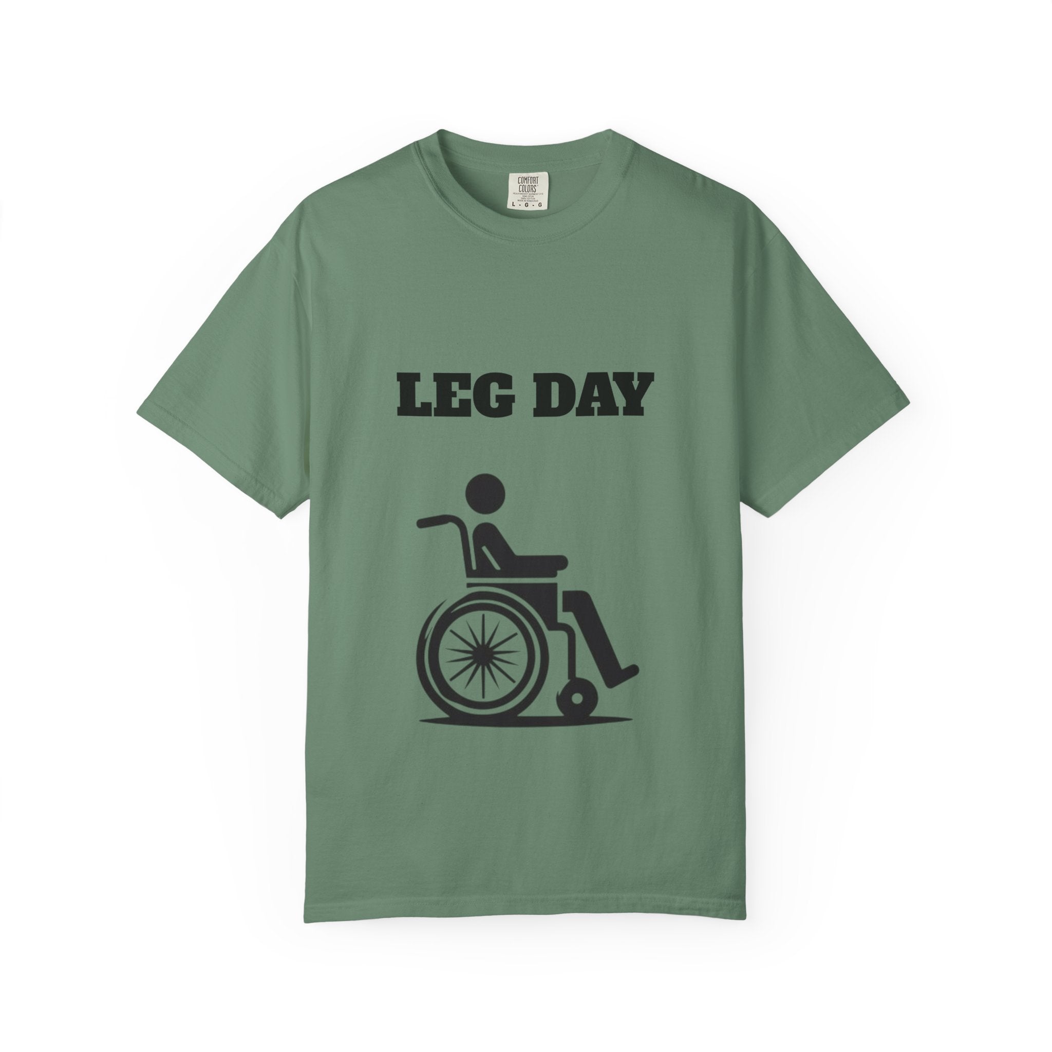 Leg Day wheelchair graphic T-shirt | fitness humor tee