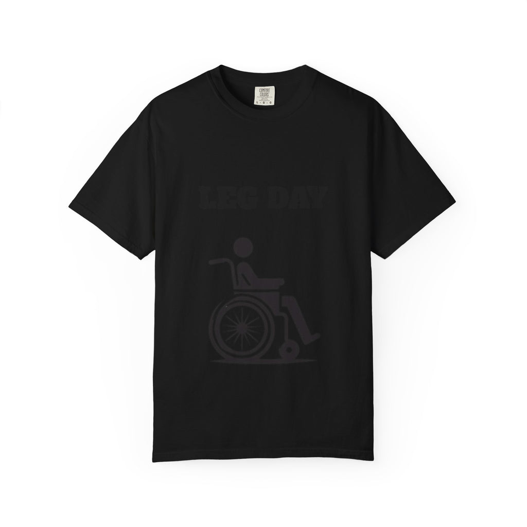 Leg Day wheelchair graphic T-shirt | fitness humor tee