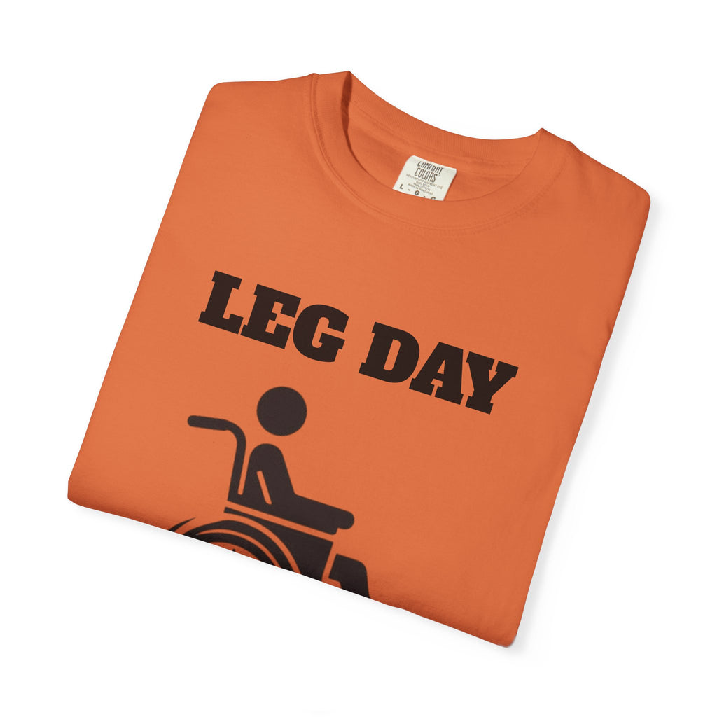 Leg Day wheelchair graphic T-shirt | fitness humor tee