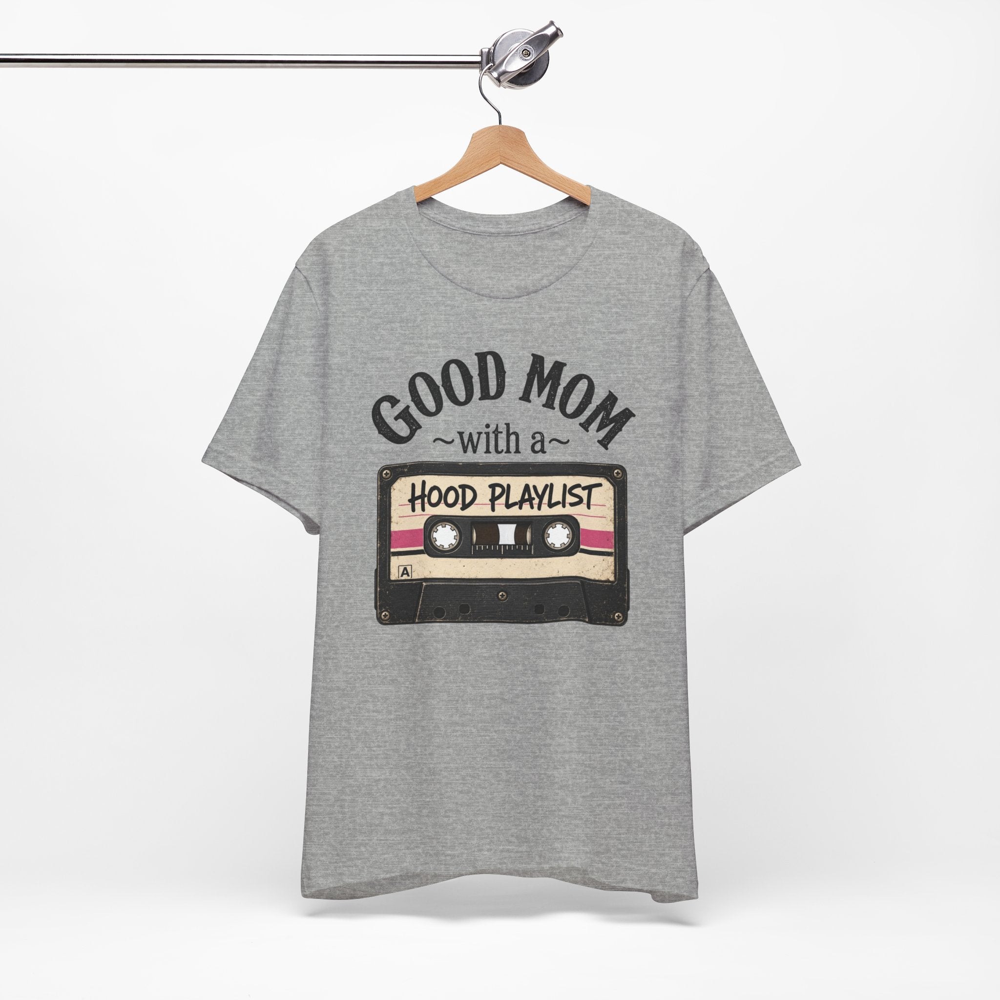 Good Mom With a Hood Playlist T-Shirt — Vintage Cassette Mother's Day Gift